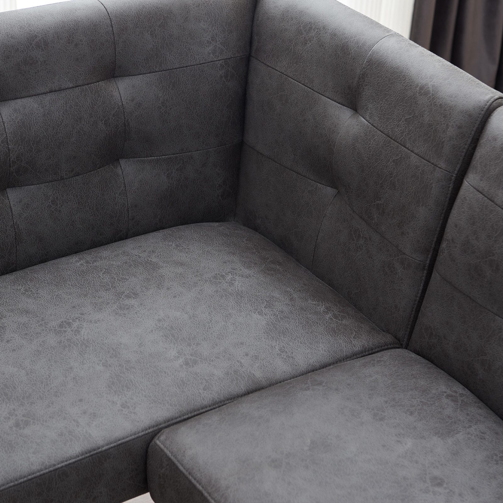 Jiexi Eckbank Ecksofa mit ausziehbarem Esstisch und Bank 228cm dickes Sitzkissen