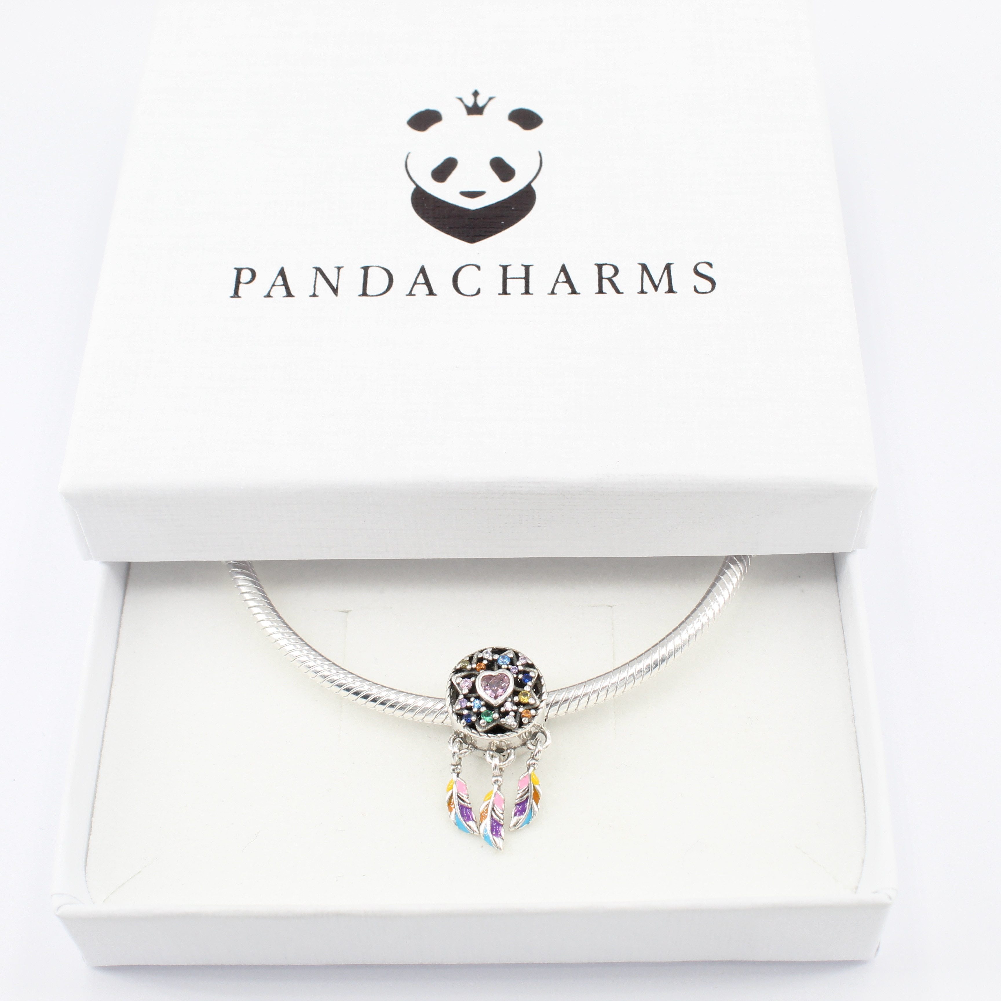PANDACHARMS Bead Bunter Traumfänger Charm für Charm Armband, 925er Silber, Zirkonia