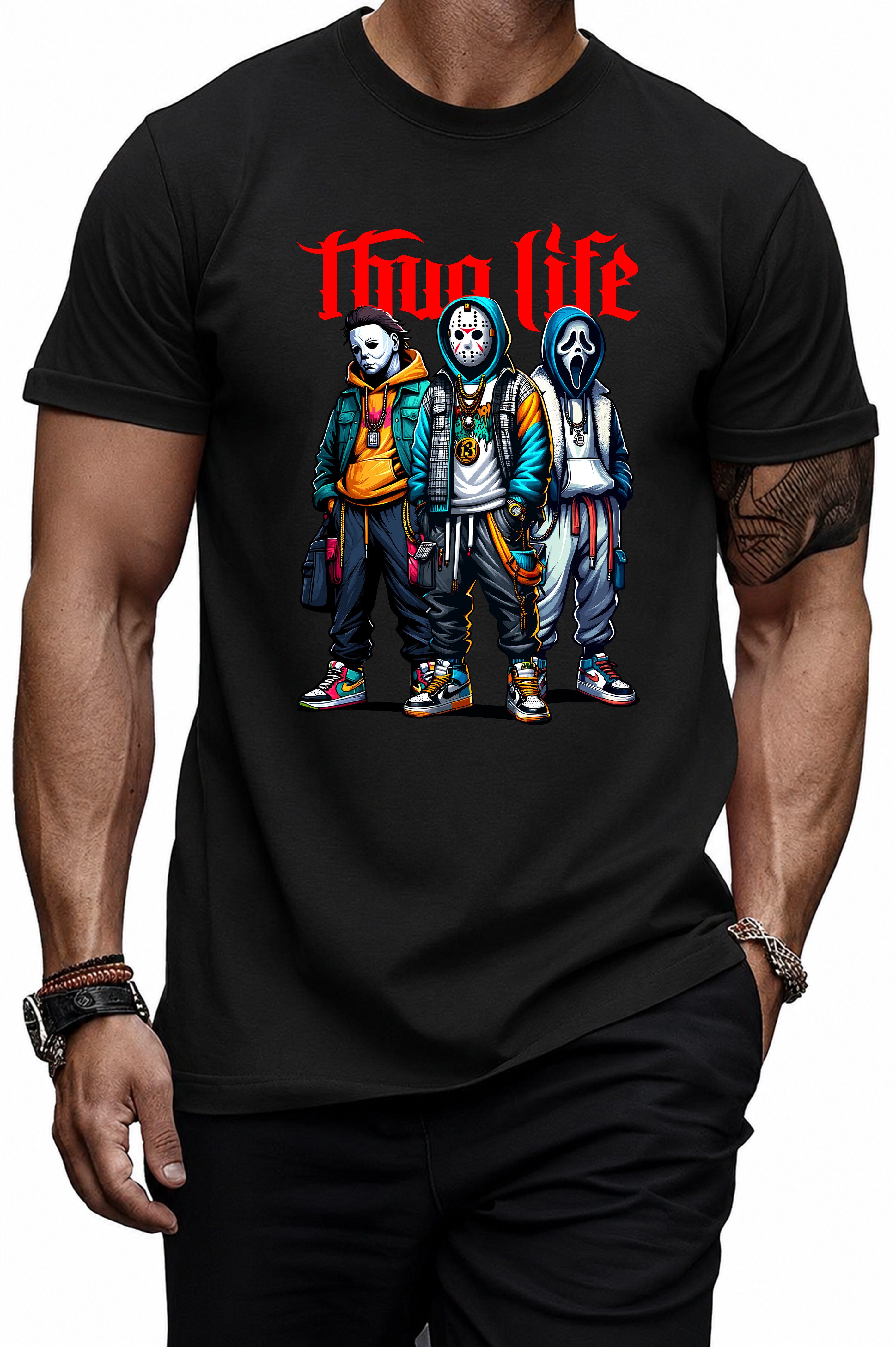 Banco T-Shirt Herren Thug Life Urban Streetwear Printshirt Rundhalsausschnitt 100% Baumwolle