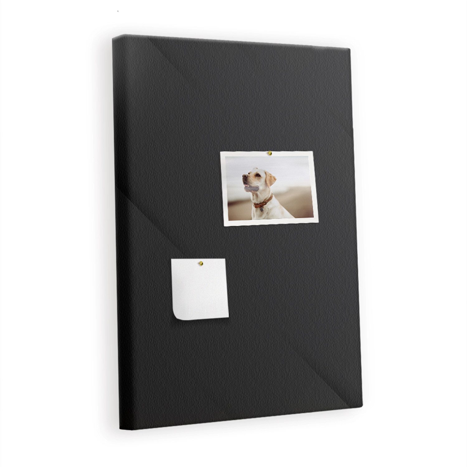 Tulup Pinnwand Schwarzes Memoboard für Büro inkl. Pinnnadeln – Moderne Pinnwand, Einfarbige Leinwand, Schwarz