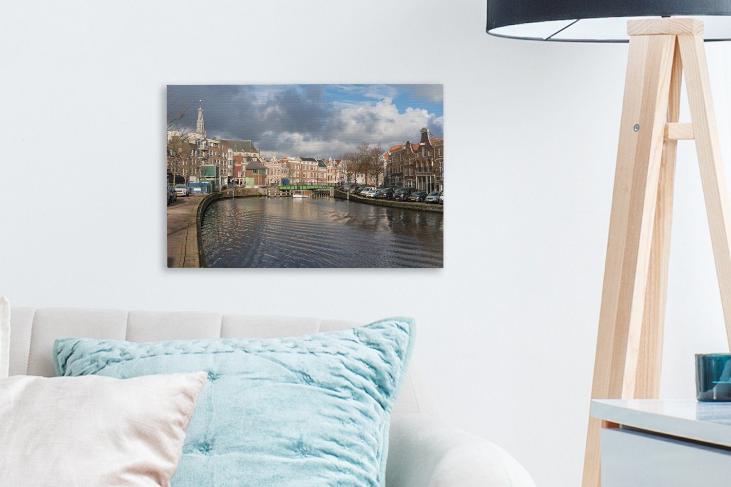 OneMillionCanvasses® Leinwandbild - Aufhängefertig, Wanddeko, Wasser Leinwandbilder, Kanal 30x20 cm Haarlem, Wandbild (1 - St)