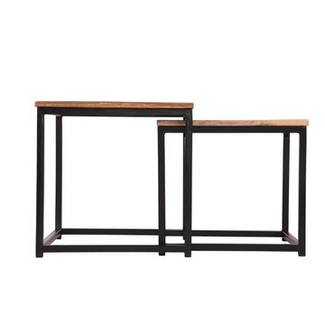 RINGO-Living Beistelltisch Couchtisch Ubon in Natur-dunkel aus Mangoholz 2er-Set 450x450x450mm, Möbel