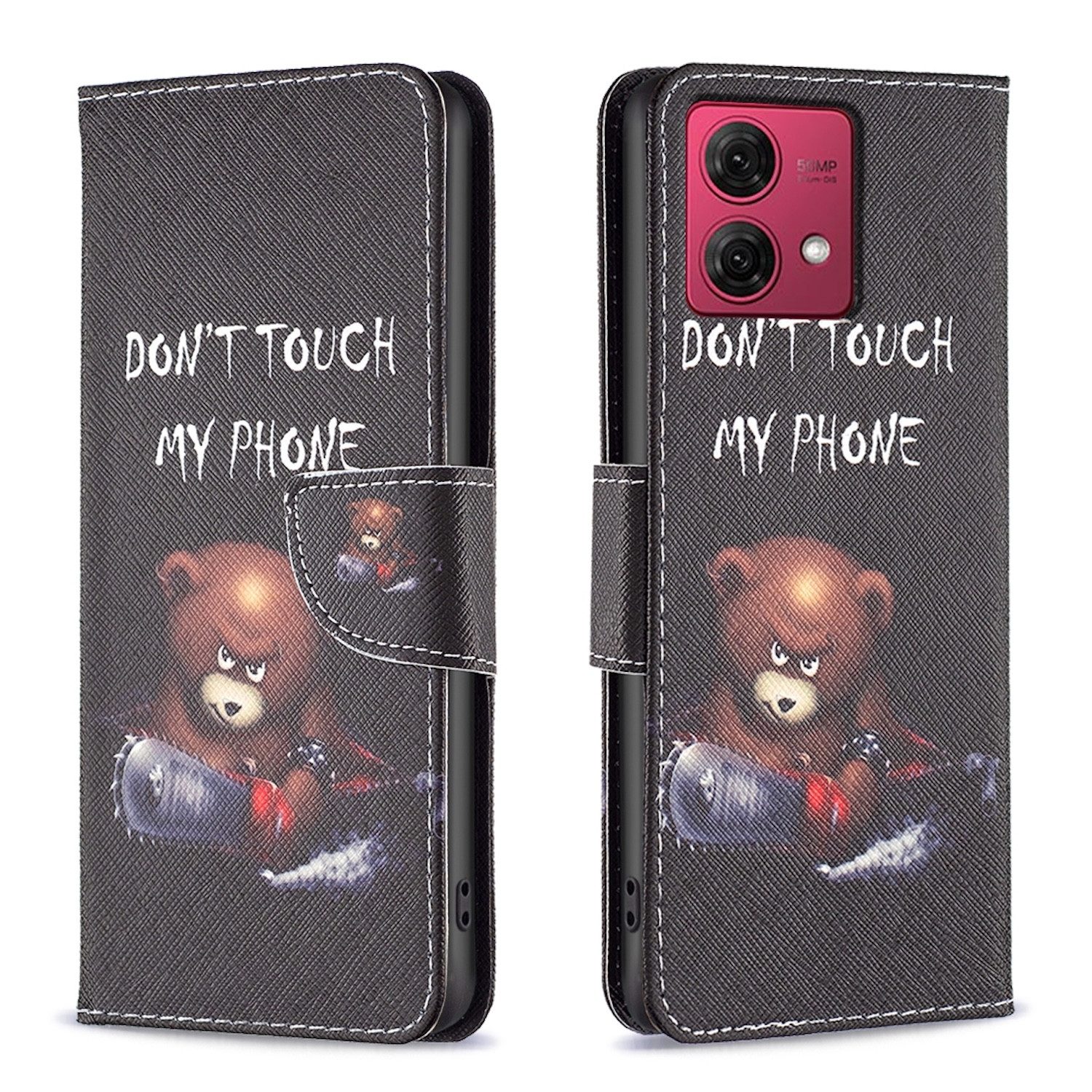 Wigento Handyhülle Für Motorola Moto G84 5G Kunst Leder Book Wallet Schutz Tasche Motiv 1