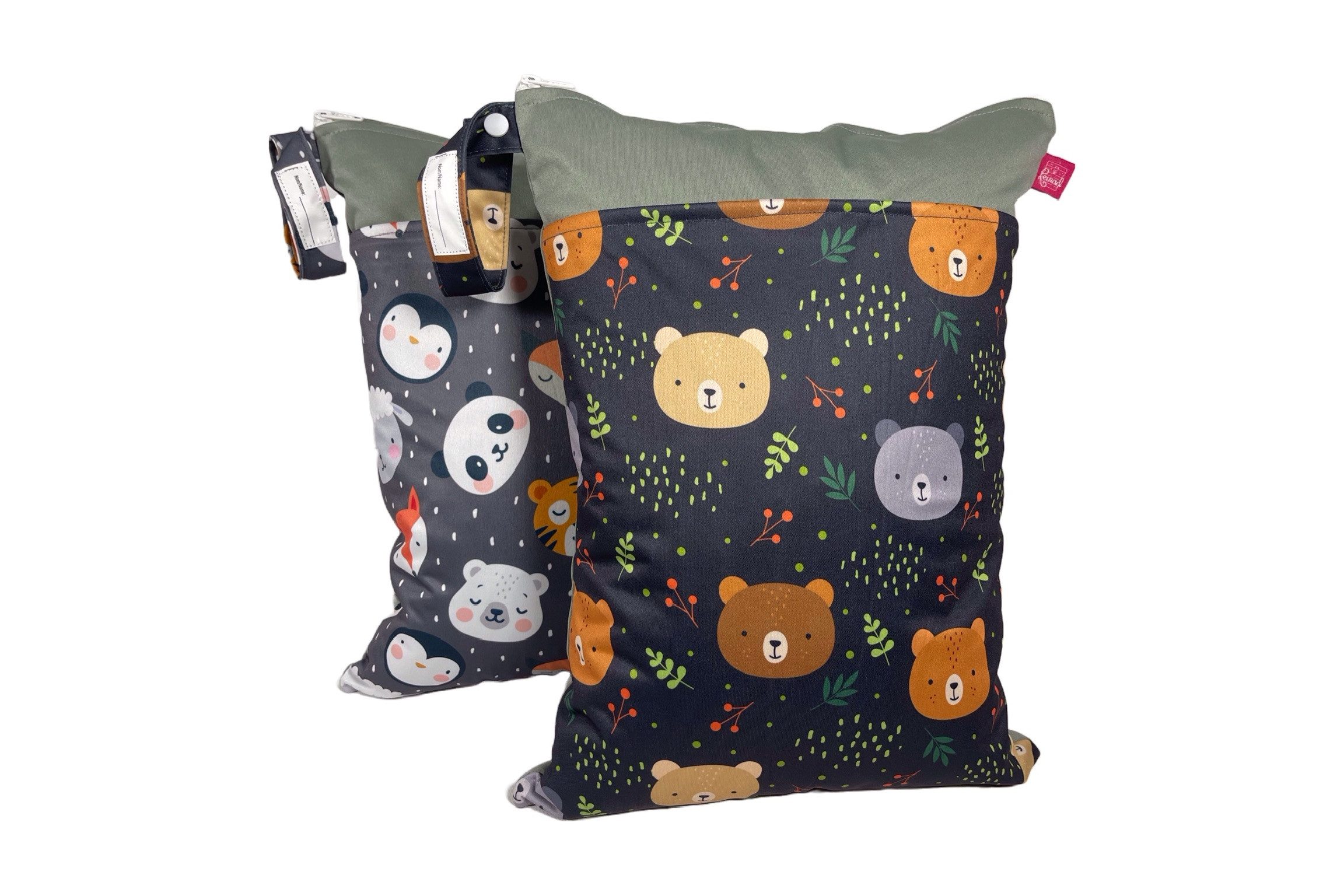 WeBaDa Windeltasche Wetbag Set Nasstaschen, Wäschebeutel - verschiedene Motive (Spar-Set, 2er-Set), waschbar, hygienisch, langlebig