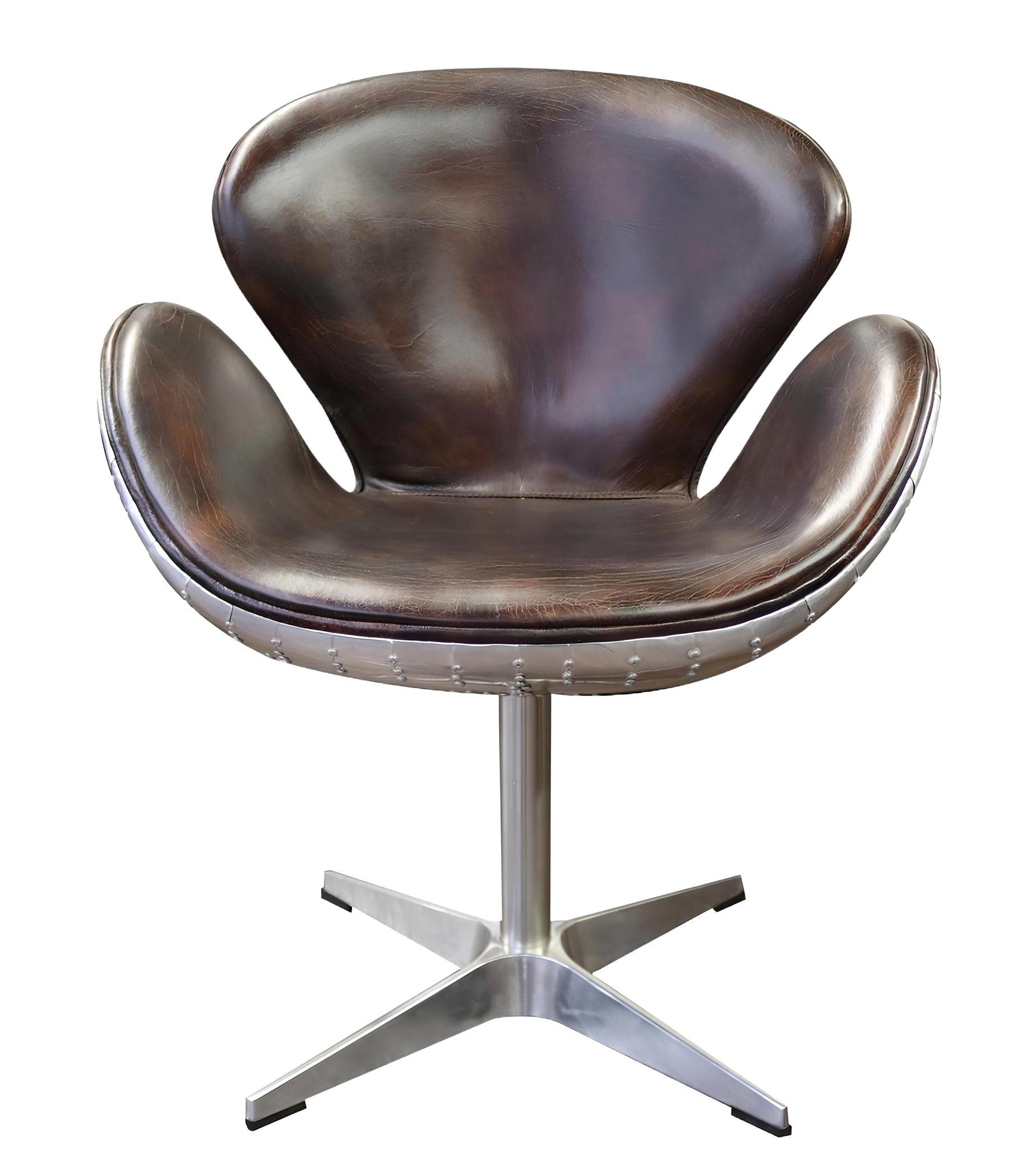 Xlmoebel Sessel Neuer silberner Ledersessel im Fliegerclub-Stil mit Metallrahmen (Sessel), Hergestellt in Europa