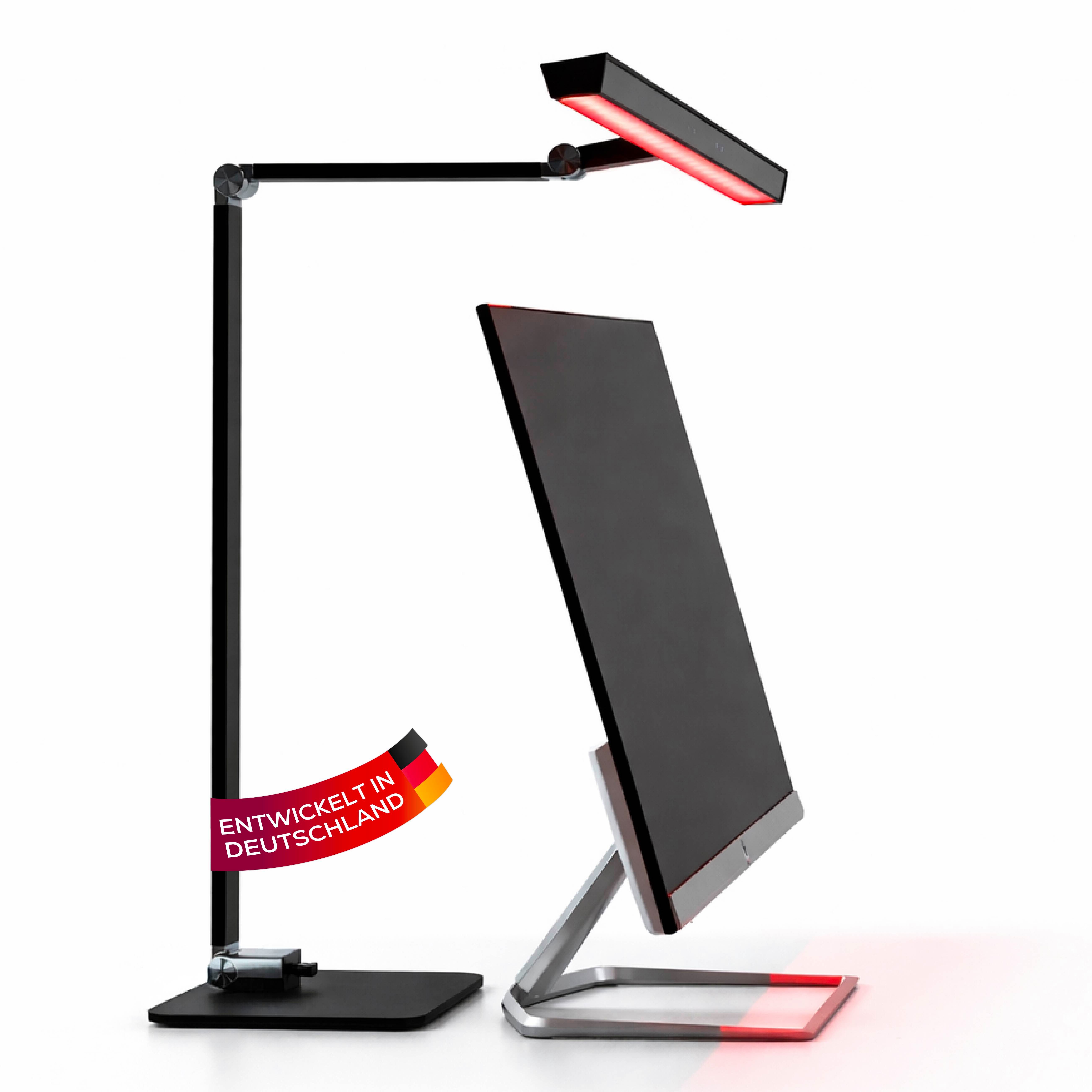 heilys® Schreibtischlampe AddRed, LED fest integriert, Vollspektrales Weißlicht (3000K, Ra98) + 670 nm Rotlicht, Tageslichtweiß, Warmweiß, 3000K, augenfreundlich