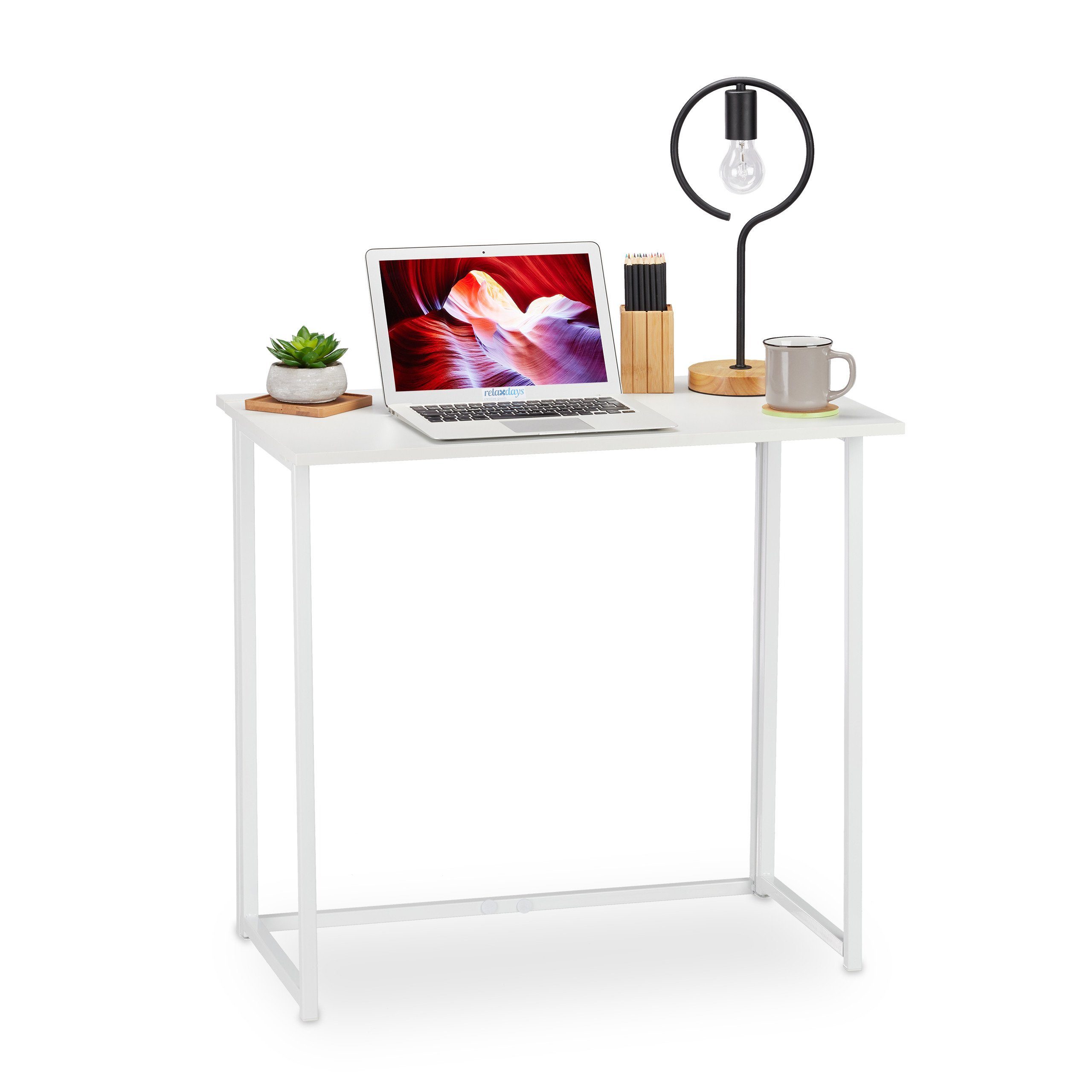 relaxdays Schreibtisch klappbar, Weiß / Weiß günstig online kaufen