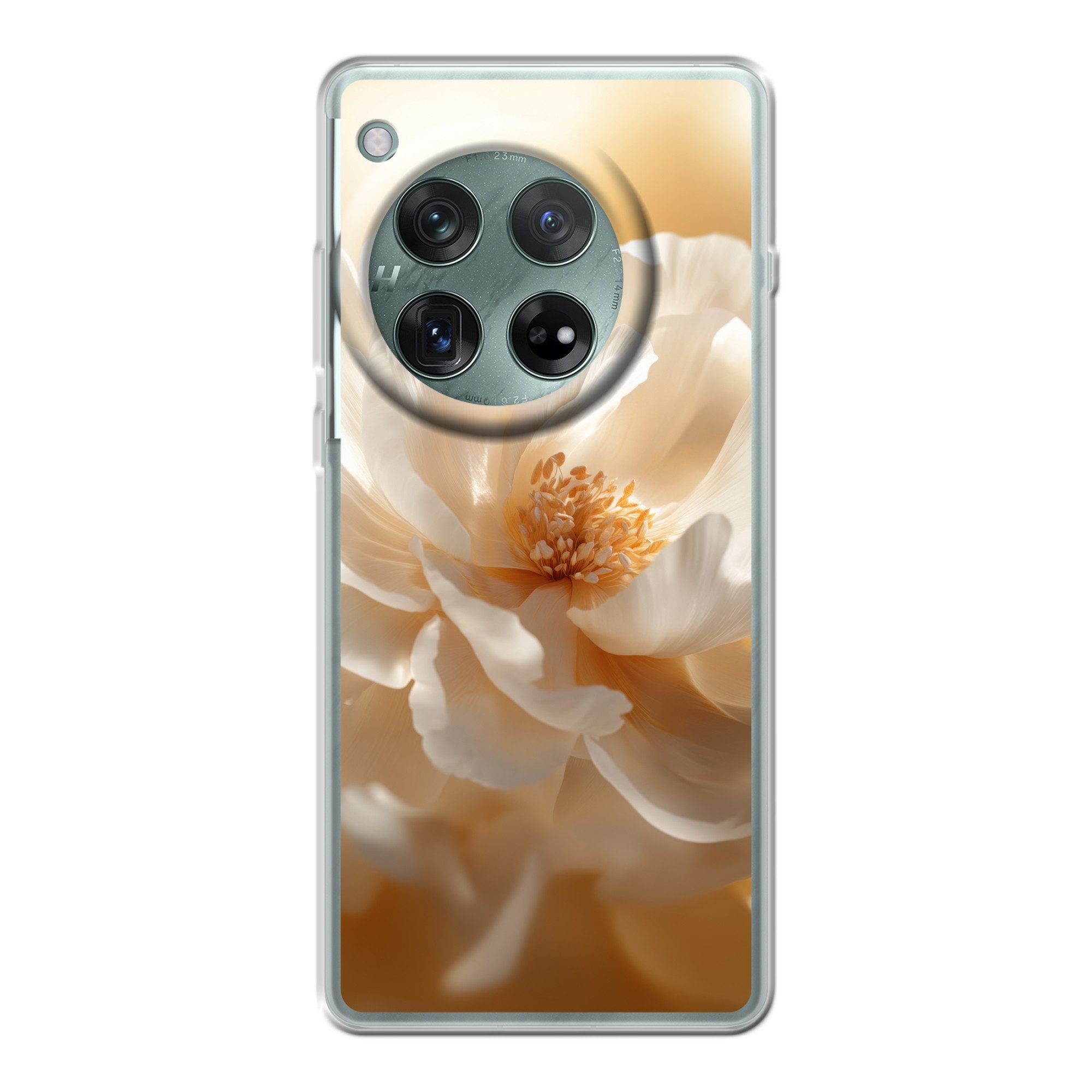MuchoWow Handyhülle für OnePlus 12r Nahaufnahme - Pfingstrose - Weiß, Handy Case, Silikon, Bumper Case Dünn