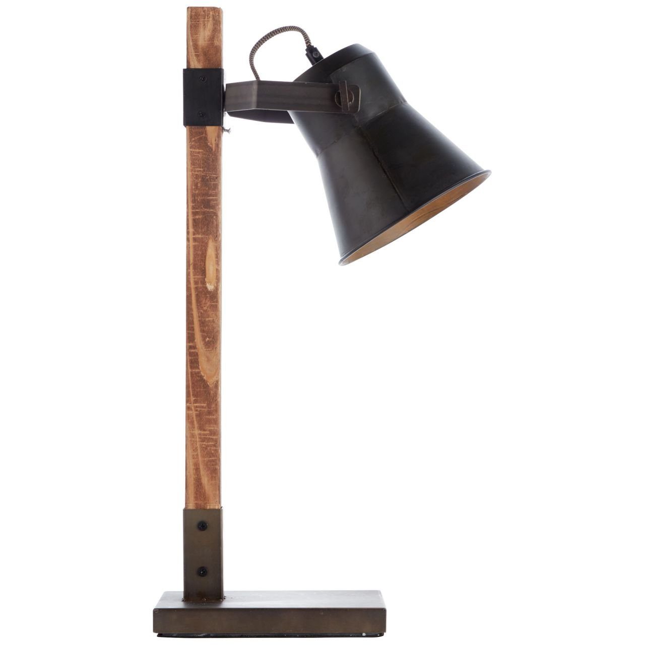 Brilliant Tischleuchte Plow, Lampe Plow Tischleuchte schwarz stahl/holz 1x  A60, E27, 10W, geeigne