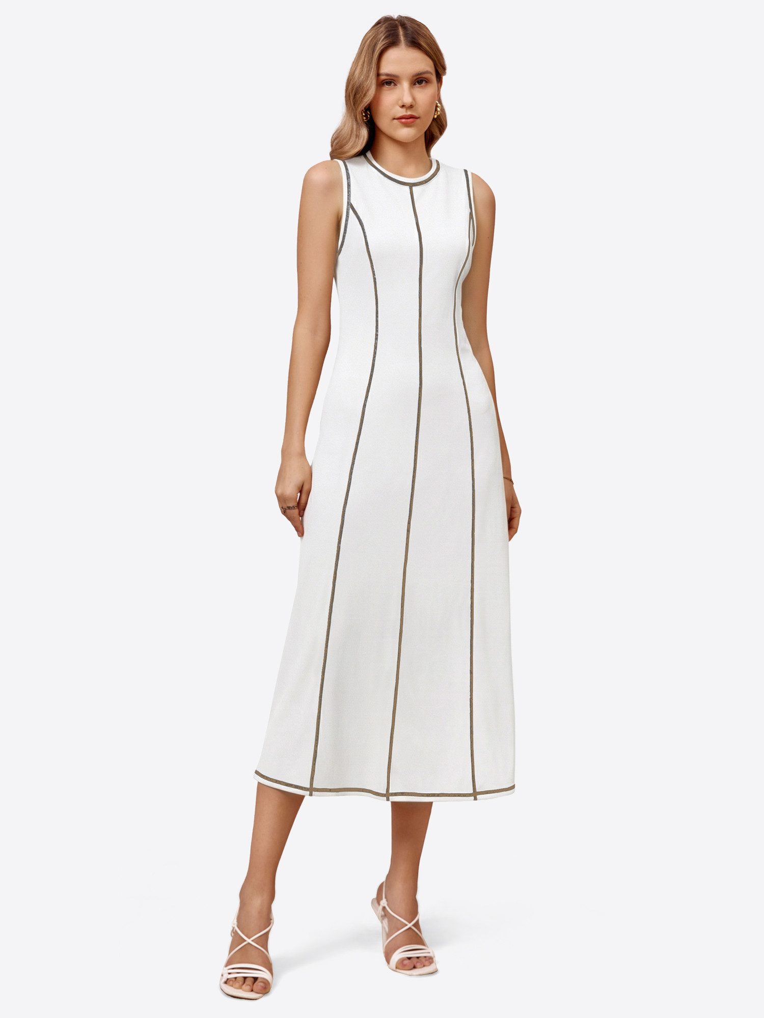 Imily Bela Maxikleid Damen Ärmelloses Kleid (Packung, 1-tlg., 1per-Pack) Rippstrick