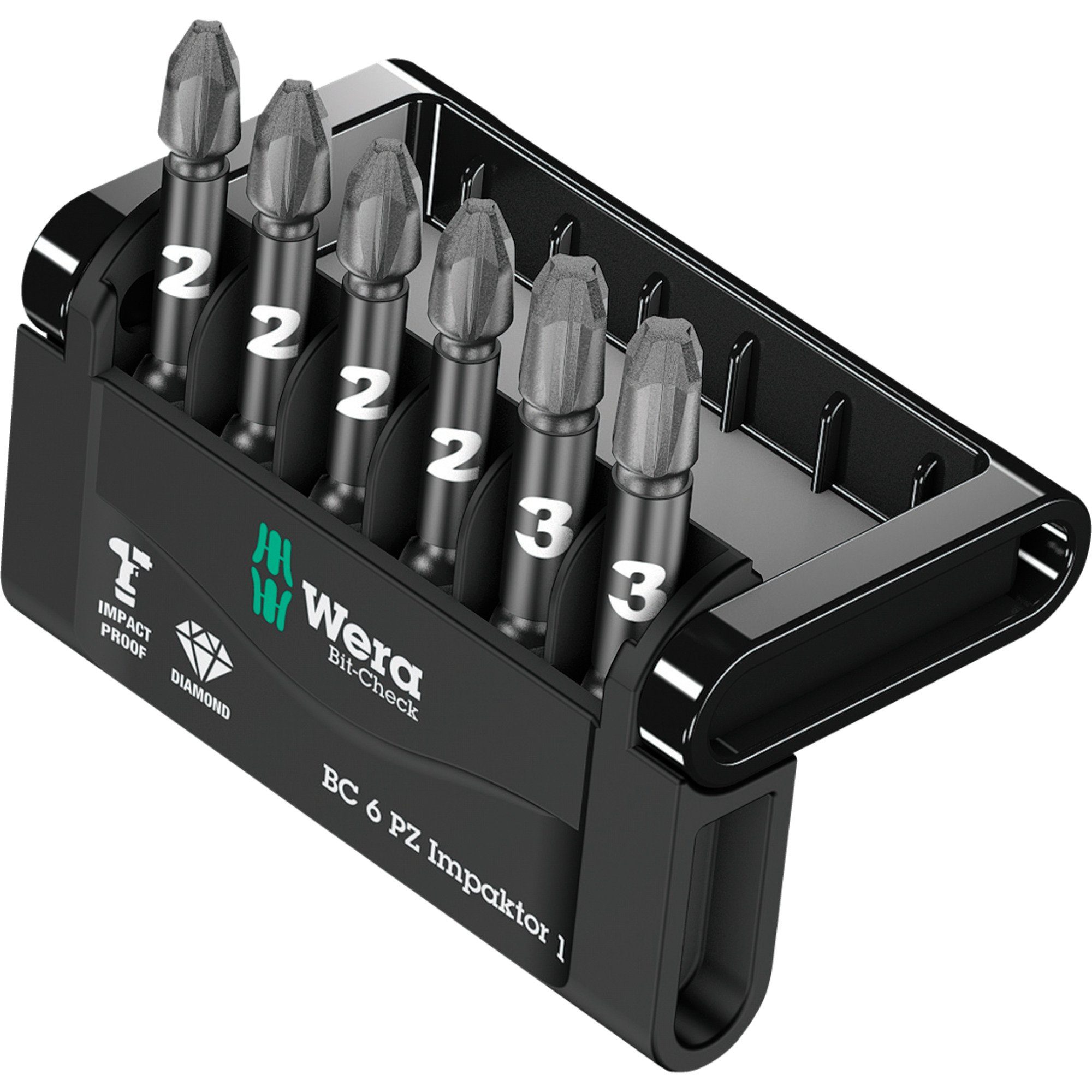 Bohrer- und Bitset Wera Bit-Check 6 PZ Impaktor 1, 1/4", 6-teilig