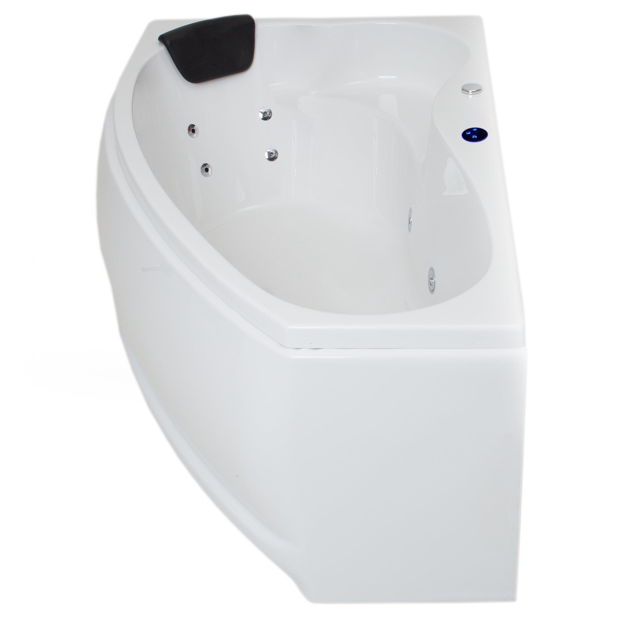 Basera® Whirlpool-Badewanne BASIC Indoor Eck-Whirlpool Badewanne Formentera Links 160 x 90 cm, (Komplett-Set), mit 9 Massagedüsen, LED