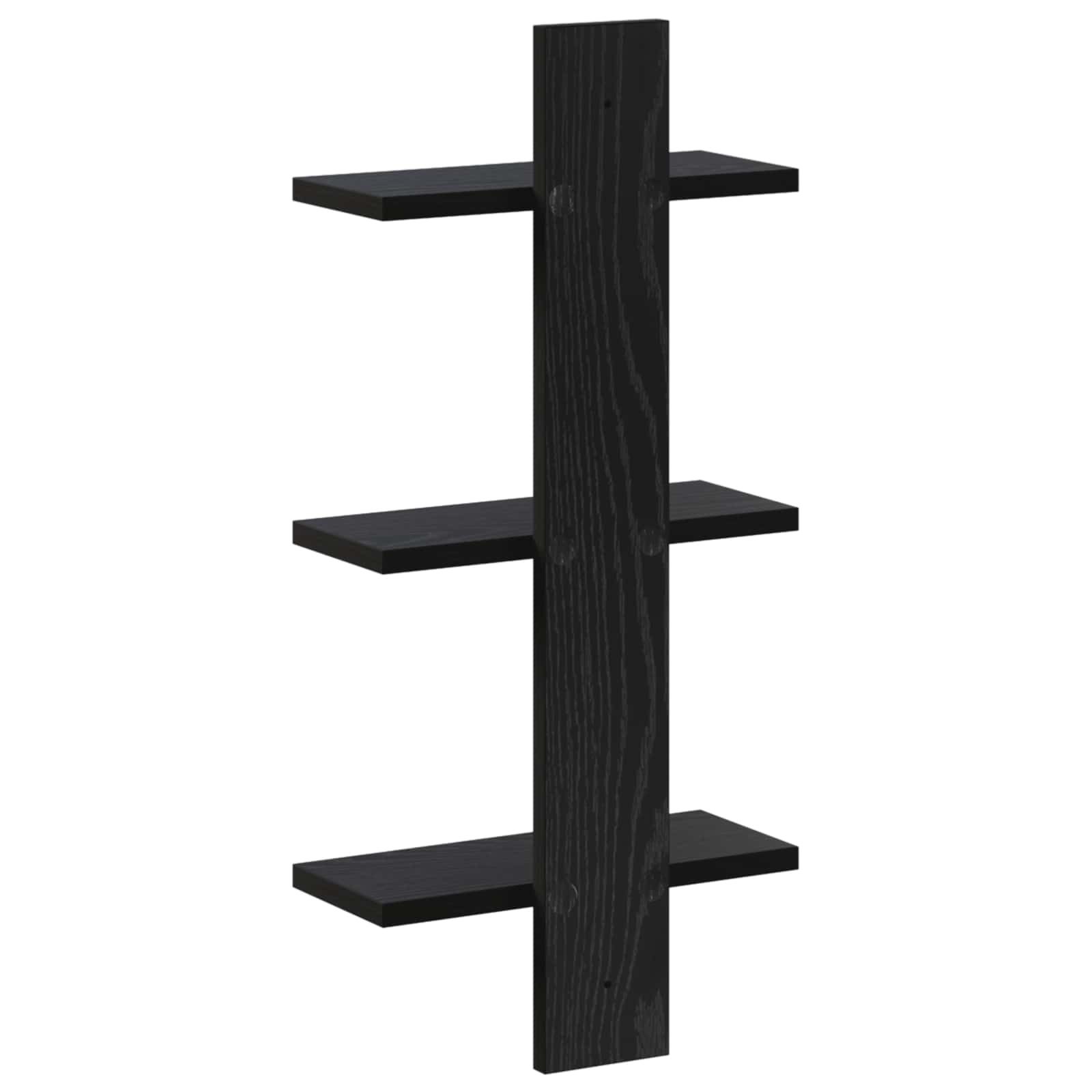 vidaXL Regal Wandregal Schwarz Eichen-Optik 30 x 13,5 x 64,5 cm, 1-tlg. – Bild 5 von 5