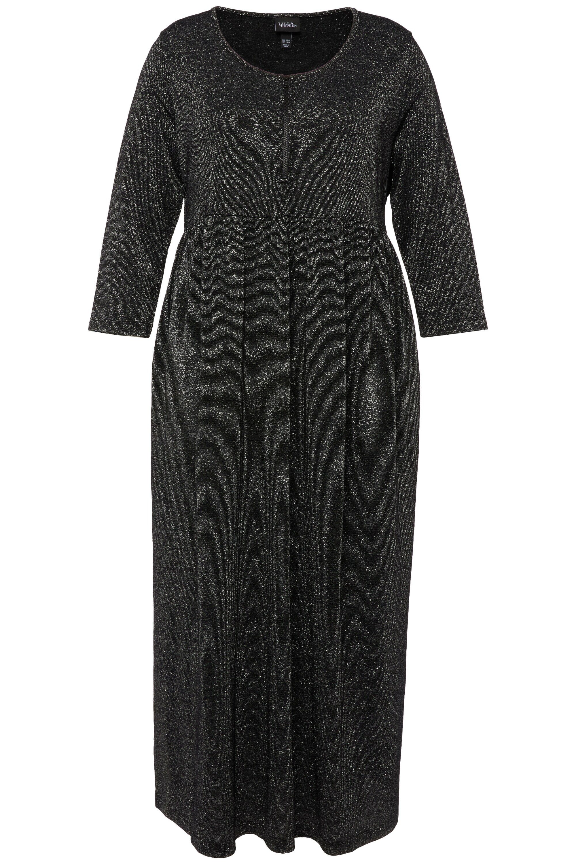 Ulla Popken Jerseykleid Jersey-Midikleid Metallic-Effekt Rundhals Halbarm günstig online kaufen