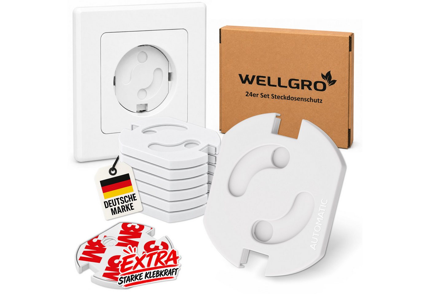 Wellgro Kindersicherung Steckdosen Schutz - mit Drehmechanik