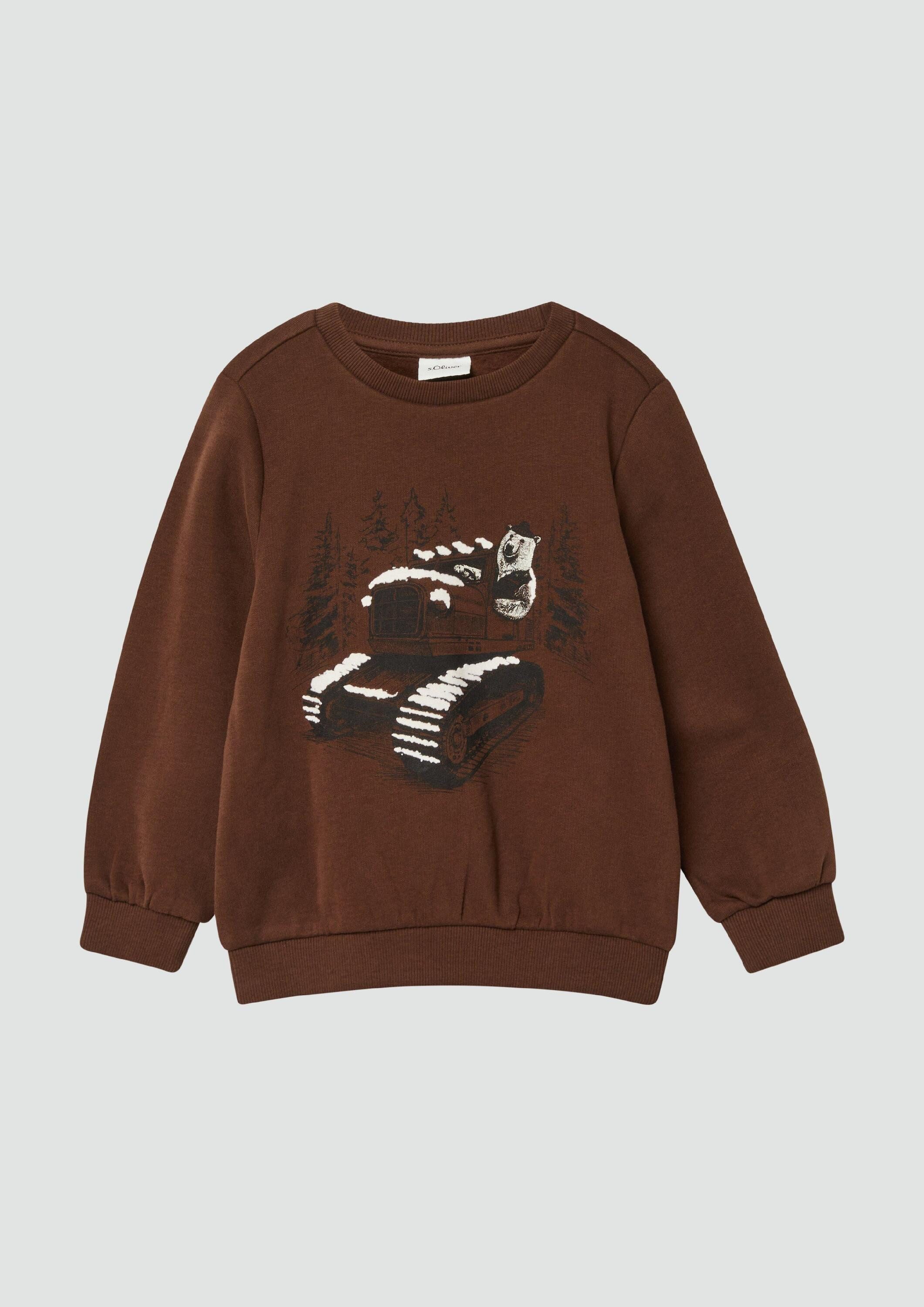 s.Oliver Sweatshirt Sweatshirt Sweatshirt mit Frontprint und kuscheliger Innenseite