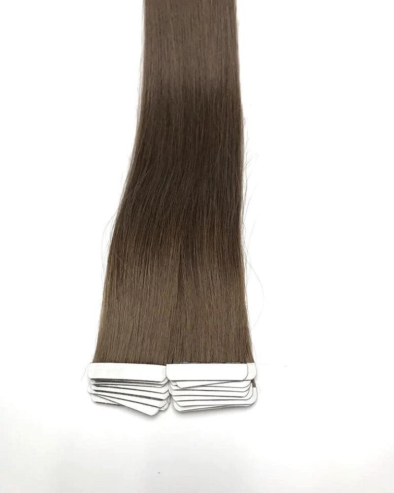 Haarwelten Deluxe Hair Extensions Echthaar-Extension Tape in Hair Echthaartapes, slavic asch dunkelbraun, Remy Haar für, 100% Echthaartresse für Extensions als Tape