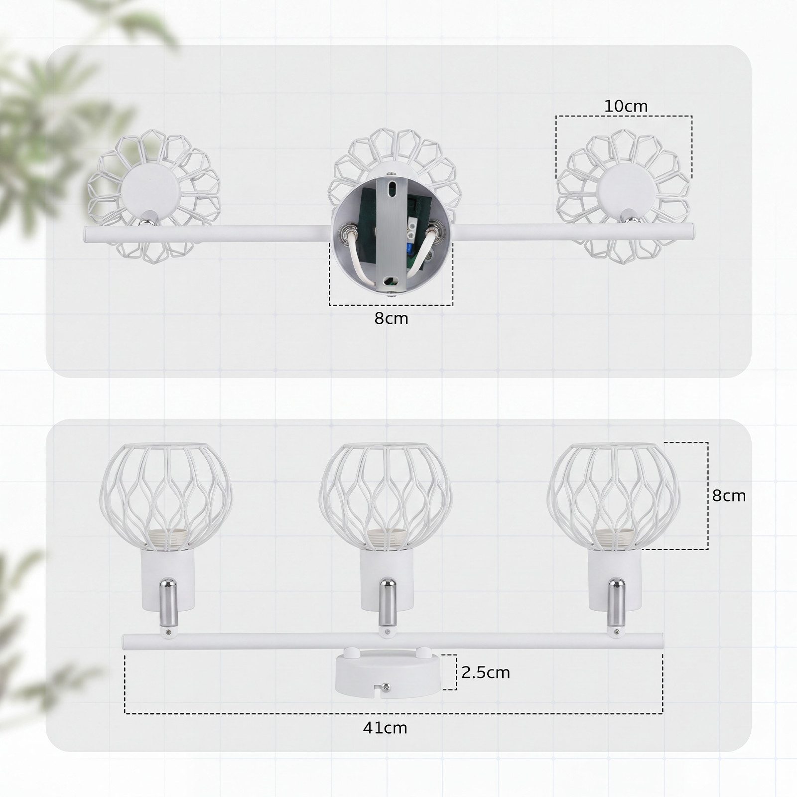 Nettlife Deckenstrahler 3/4flammig Weiß/Schwarz E14 Metalllampe 350° schwenkbaren Spots, ohne Leuchtmittel, für Wohnzimmer Küche Flur Deckenleuchte
