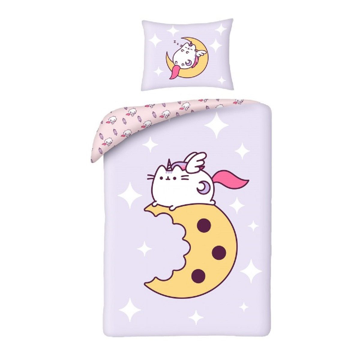 Pusheen Bettwäsche Set aus Mikrofaser Deckenbezug 140 × 200 cm mit 70 × 90 cm Kissenbezug, Mikrofaser, 2 teilig