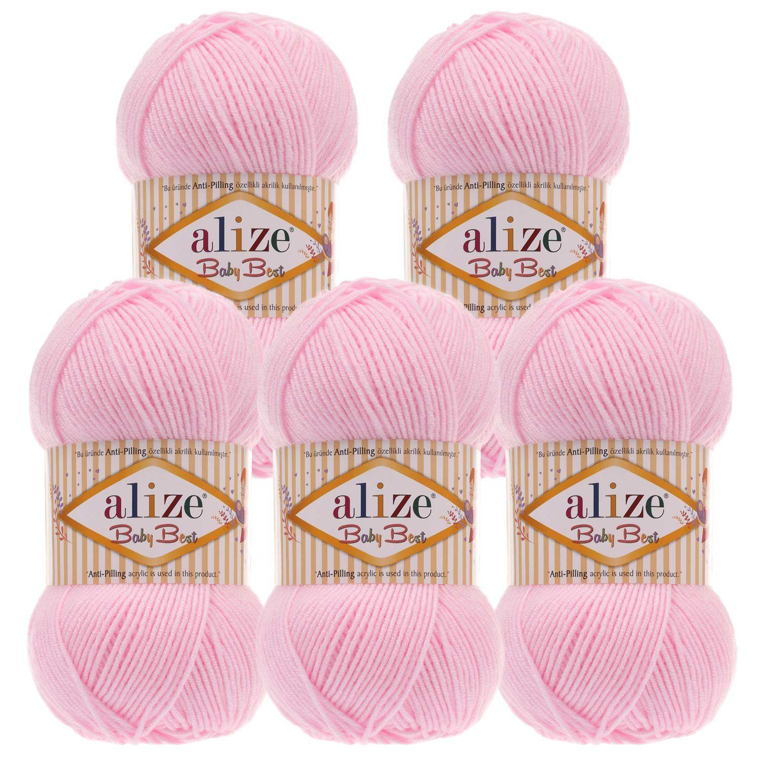 Alize 500g Strickgarn ALIZE Baby Best uni Häkelwolle, 240 m, 185 pink