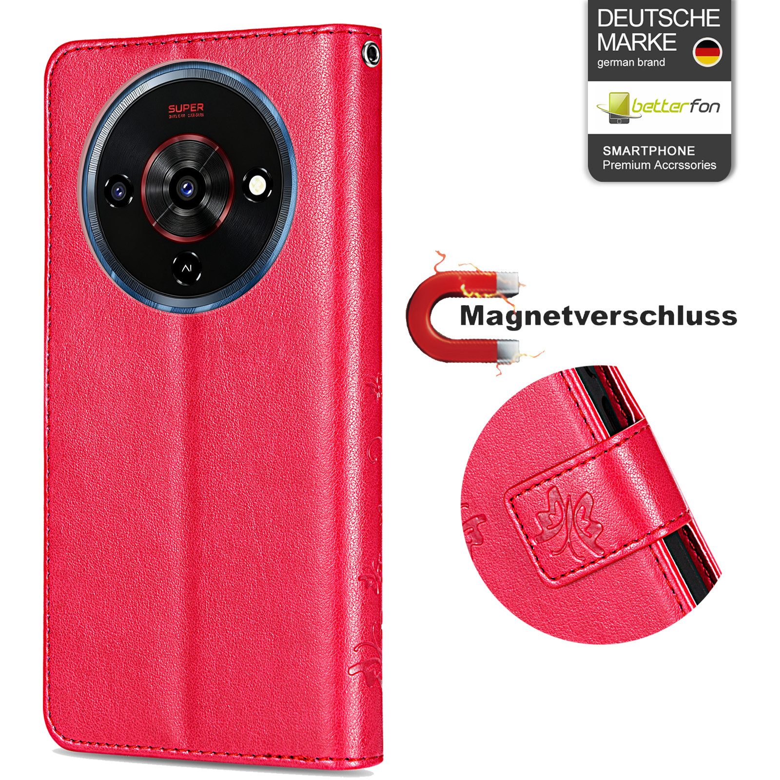 betterfon Handyhülle Handytasche für ZTE Blade A76 5G Klapphülle mit Kartenfächern, Bookstyle-Hülle mit Magnetverschluss, Smartstand & Kunstleder