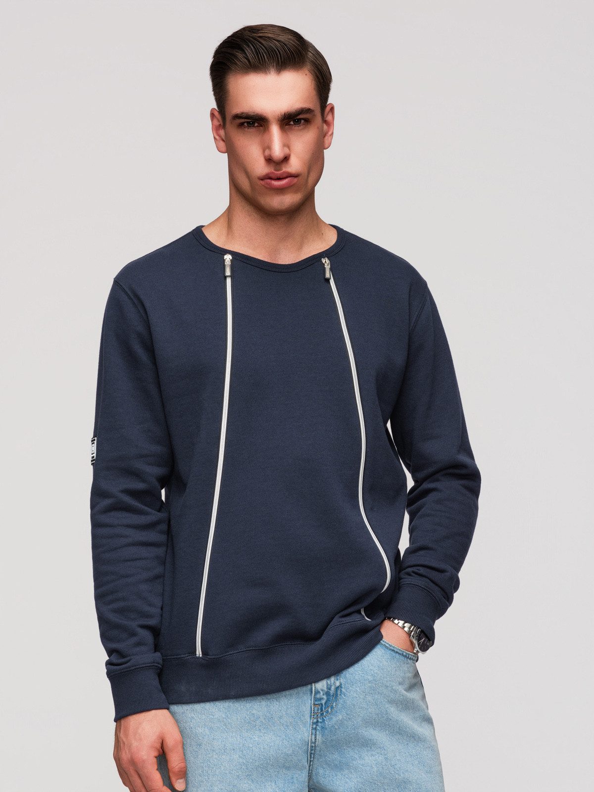 Sweatshirt Herren-Sweatshirt mit dekorativen Front-Reißverschlüssen