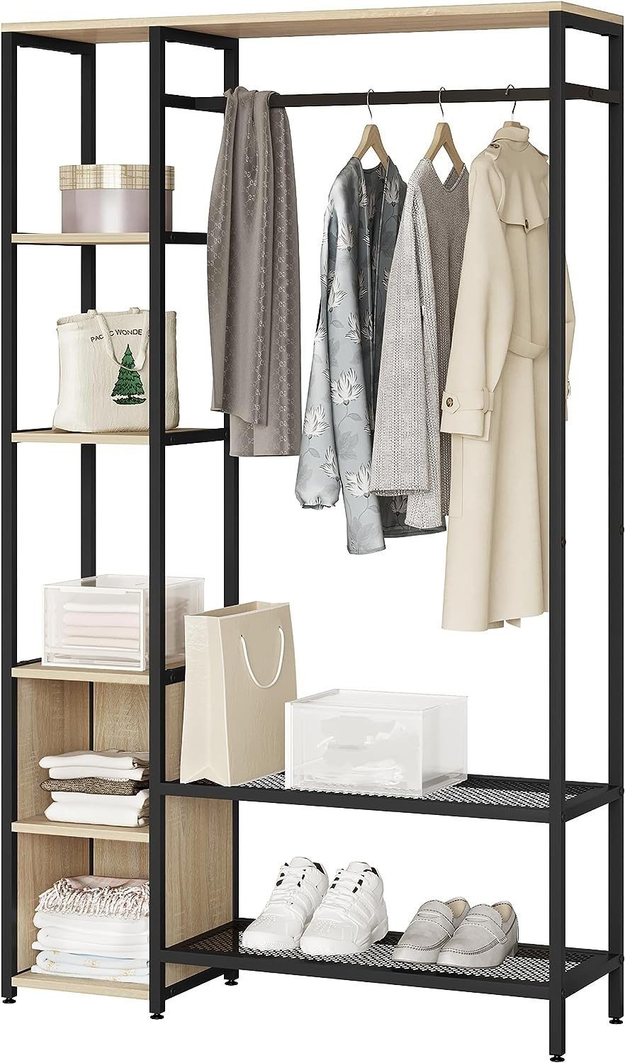 EUGAD Kleiderständer, (1 St), mit Kleiderstange, 3 Ablagen,2 Schuhregalen günstig online kaufen