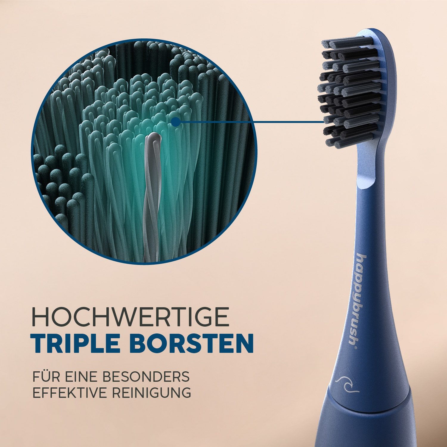 happybrush Aufsteckbürsten V3 Ocean - mit Wechselindikator - 9 Stück - Spar-Set, für happybrush Eco Vibe 3, hochwertige Triple-Borsten, Wechselindikator