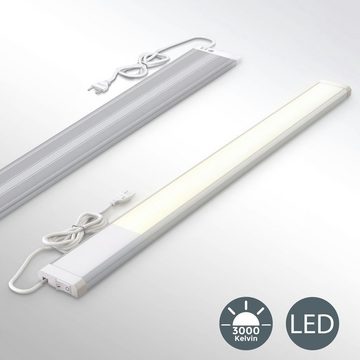 B.K.Licht LED Unterbauleuchte mit Schalter Lichtleiste 57x4,9 cm Küche 230V weiß-silber - BKL1167, LED fest integriert, 3000K - Warmweiß