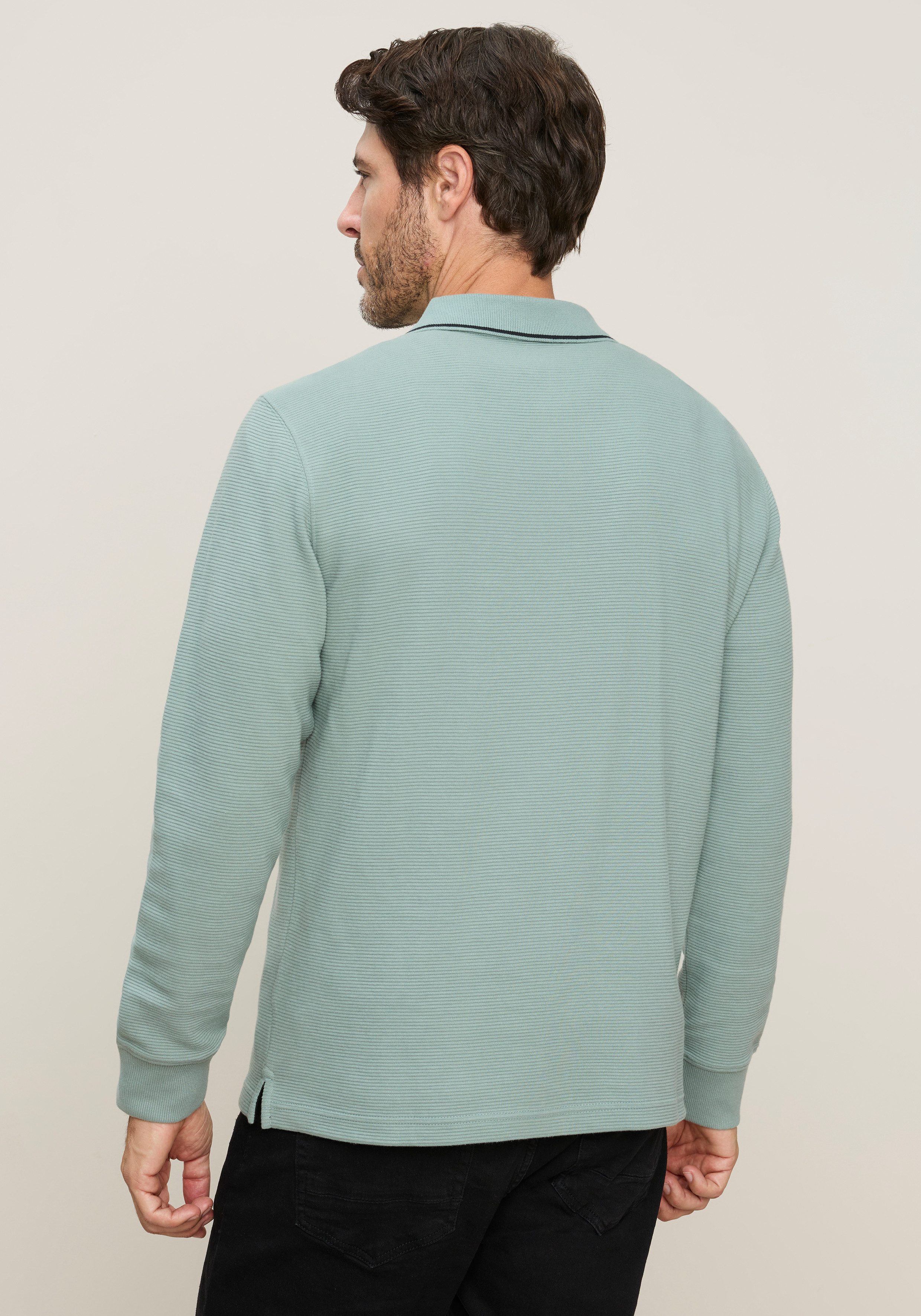 Man's World Sweatshirt mit Polokragen, aus Baumwolle und Polyester, in unifarbener Optik