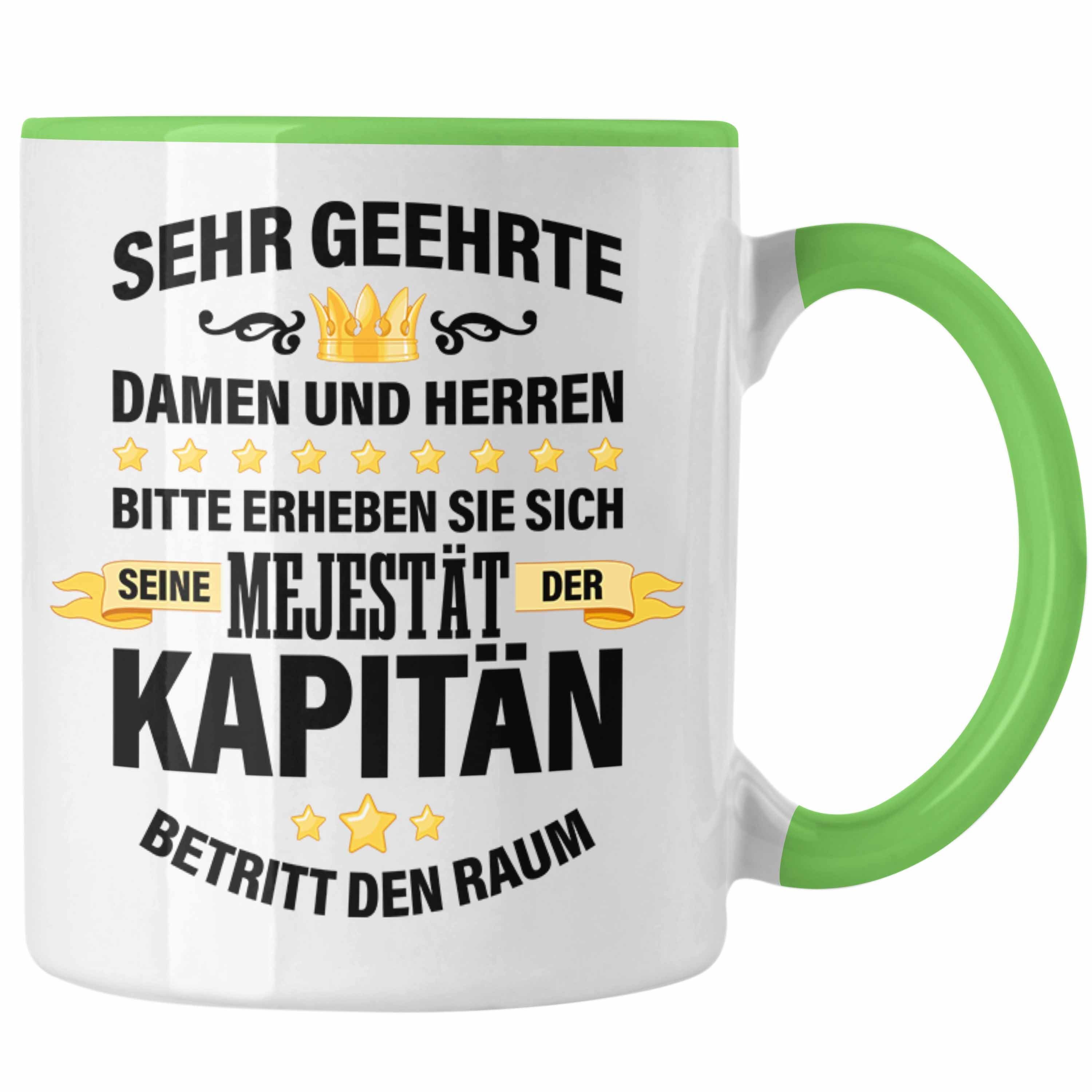 Spruch Geburtstag Geschenkidee - Geschenk Kapitän Vater Trendation Käpten Tasse Männer Tasse Trendation Grün