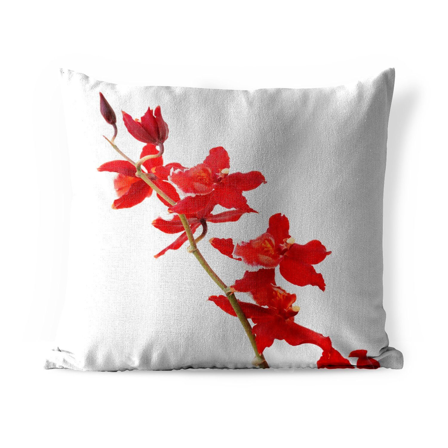 MuchoWow Dekokissen Rote Orchideen vor einem weißen Hintergrund, Kissenbezüge, Kissenhülle, Dekokissen, Dekokissenbezug, Outdoor