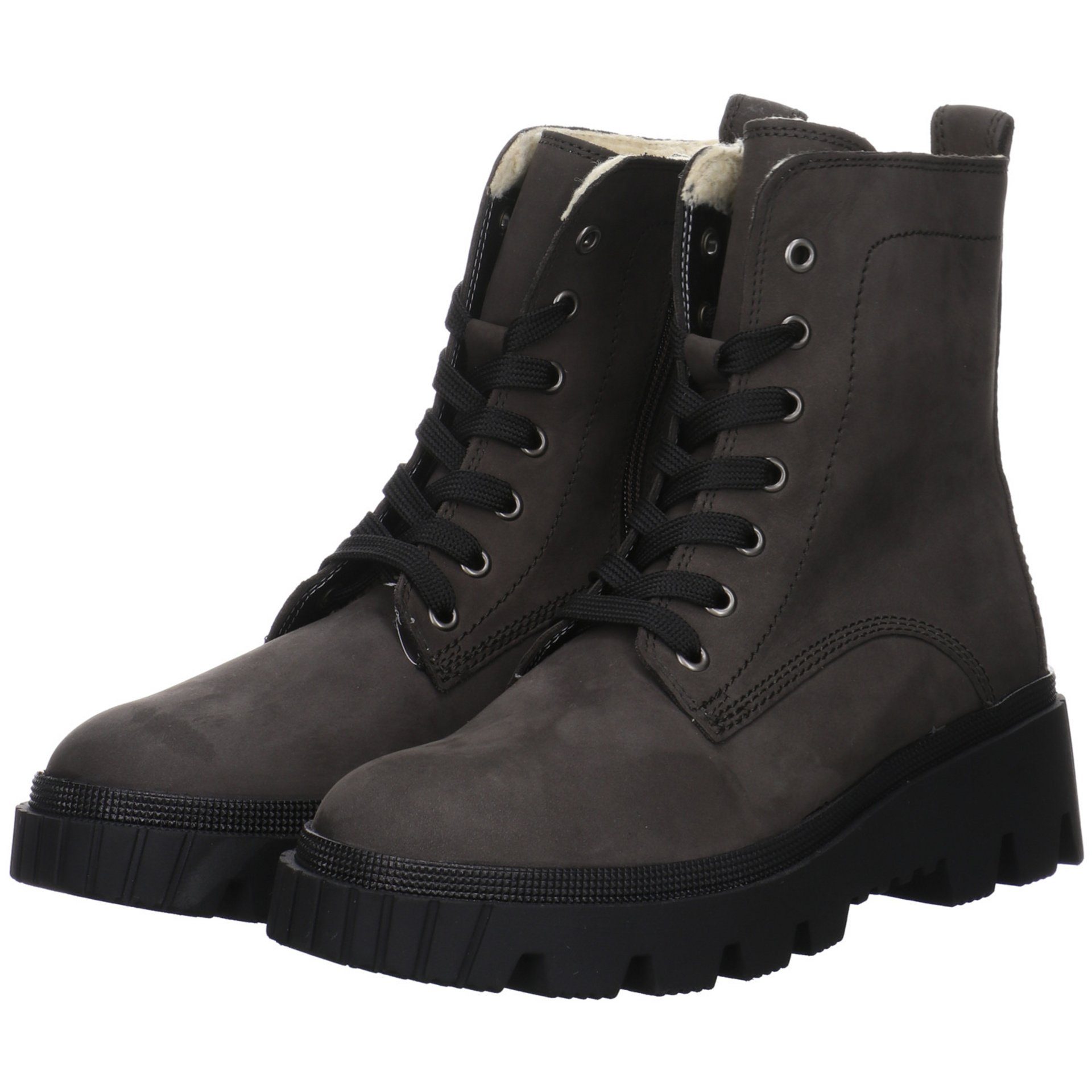 / Grau Schnürstiefel Nubukleder 79 Nubukleder Gabor (pepper) uni Schnürboots