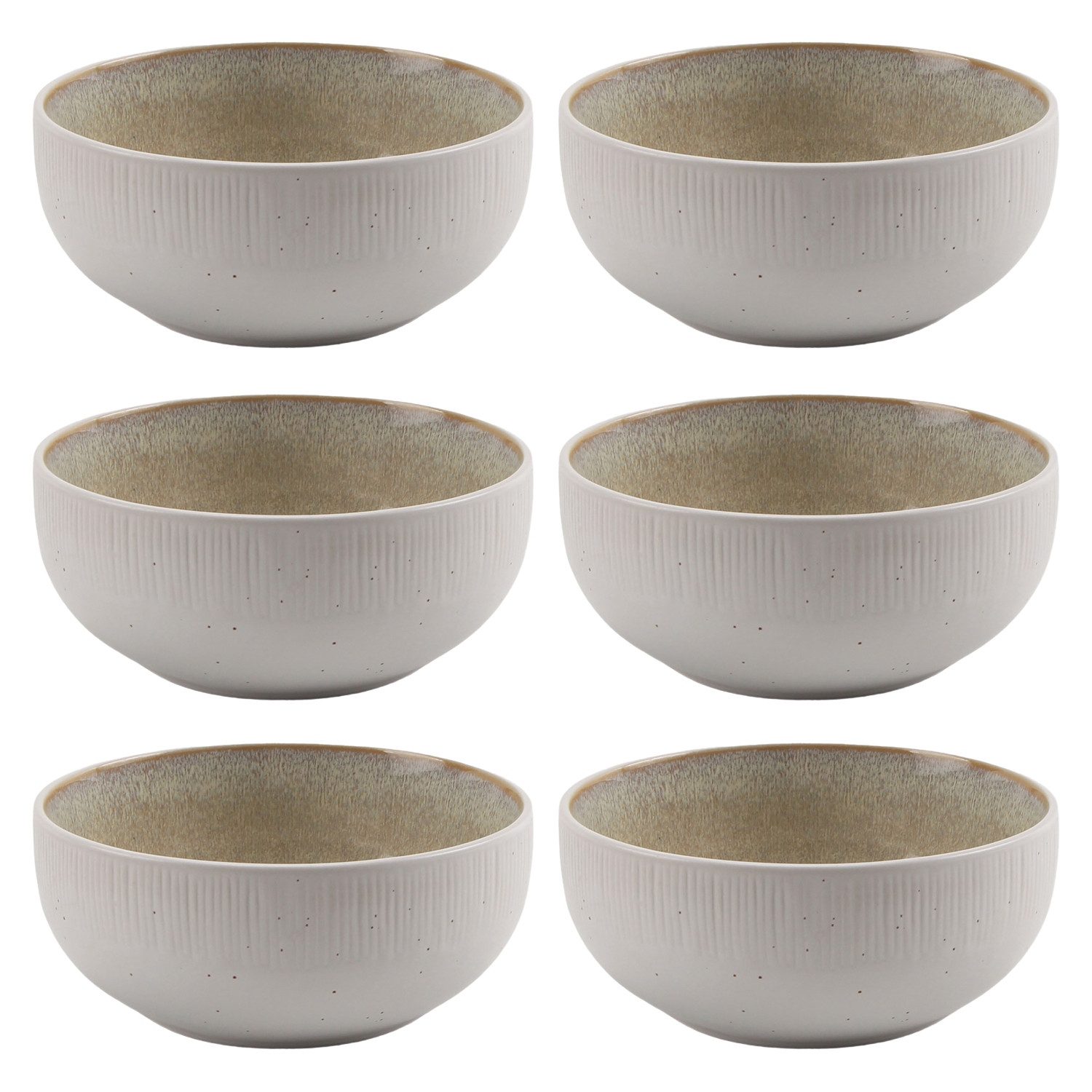 Müslischale TIZIANA, 6er Set, Beige, Weiß, Ø 13,7 cm