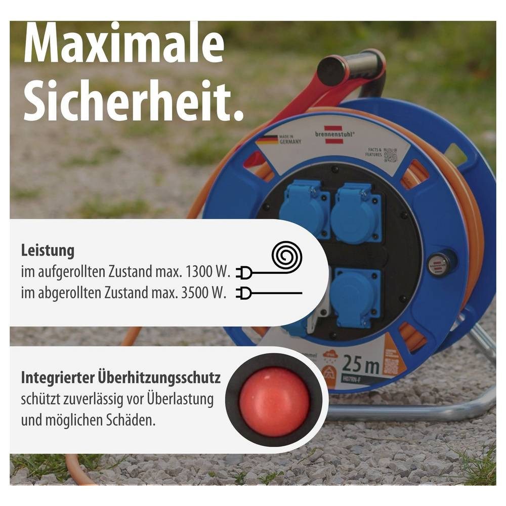 Brennenstuhl Garant CEE IP44 Camping-/Maritim Kabeltrommel 25m H07RN-F 1182690200 Kabeltrommel – Bild 5 von 5