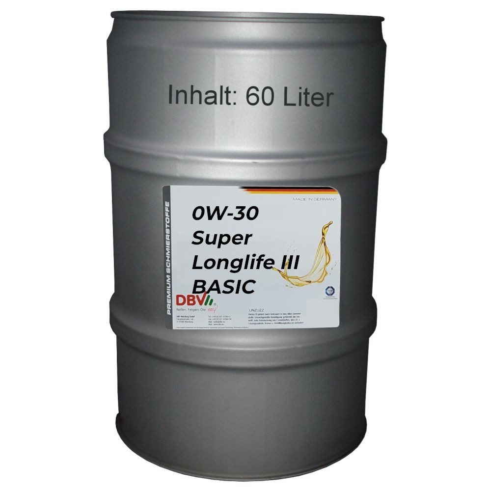 DBV Motoröl DBV 0W-30 Super LF-III BASIC 60-Liter-Fass