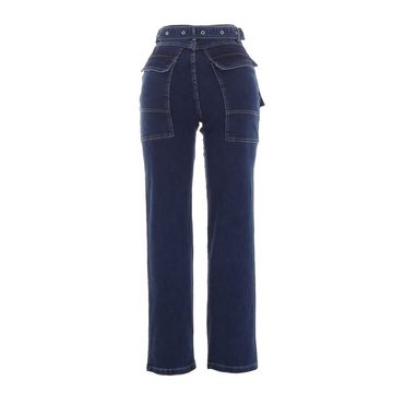 Ital-Design Cargojeans Damen Freizeit Stretch High Waist Jeans in Blau