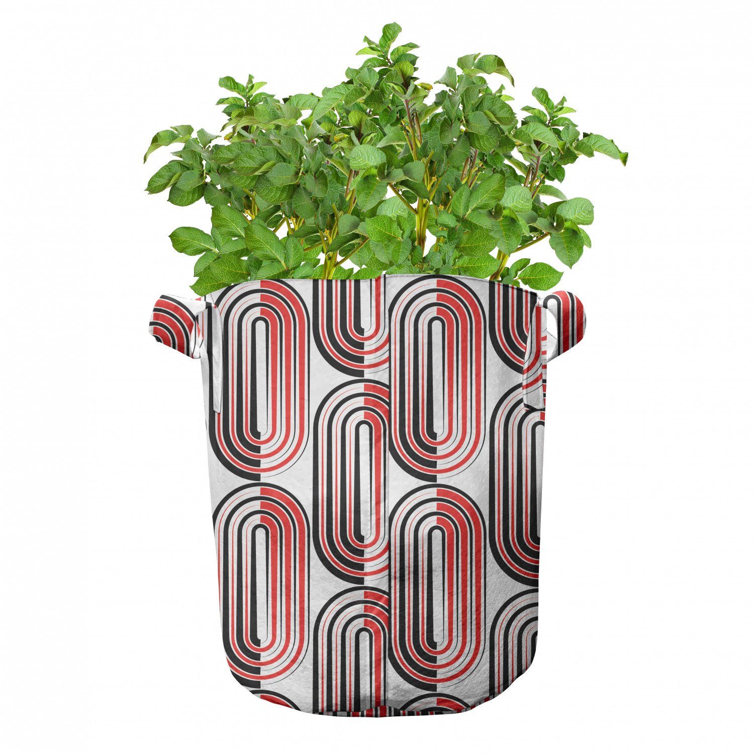 mit Curves Ellipse Stofftöpfe Abakuhaus Pflanzen, für Pflanzkübel Abstrakte rot Griffen hochleistungsfähig