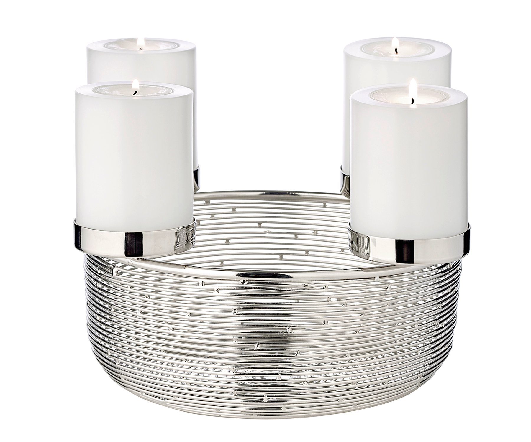 EDZARD Adventskranz Rio, Ø 26 cm, für 4 Kerzen á Ø 6 cm, Silber-Optik, vernickelt