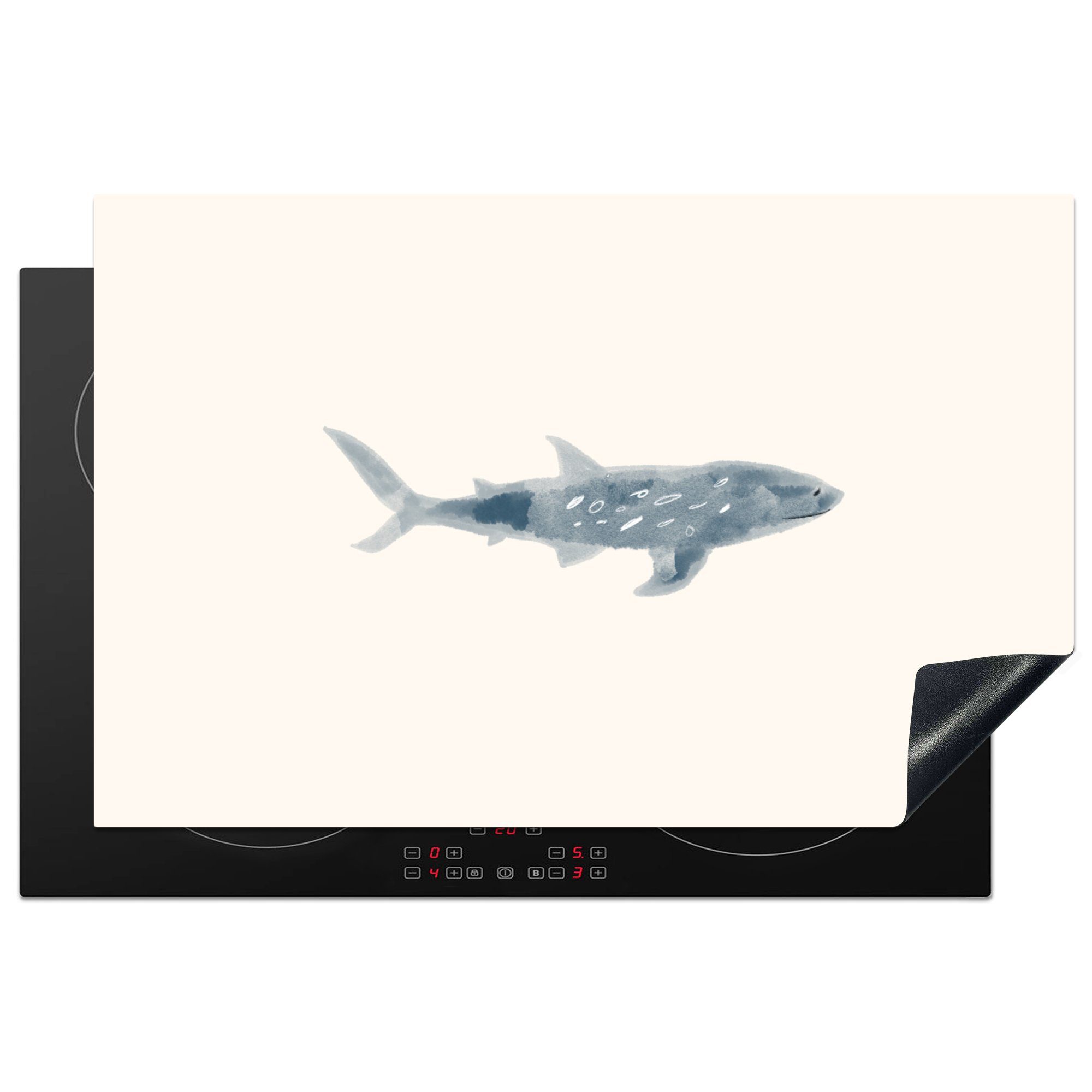 MuchoWow Herdblende-/Abdeckplatte Fisch - Meer Ceranfeldabdeckung 81x52 Aquarell, cm, küche, (1 die Vinyl, für Induktionskochfeld tlg), Schutz 