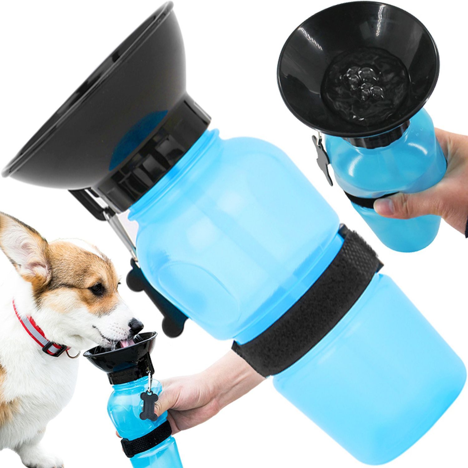 Retoo Futterbehälter Hund Trinkflasche Wasserflasche Unterwegs Wassernapf Trinknapf, (Tierreisewasserflasche), 500 ml Tragbare Hundetrinkflasche für Unterwege