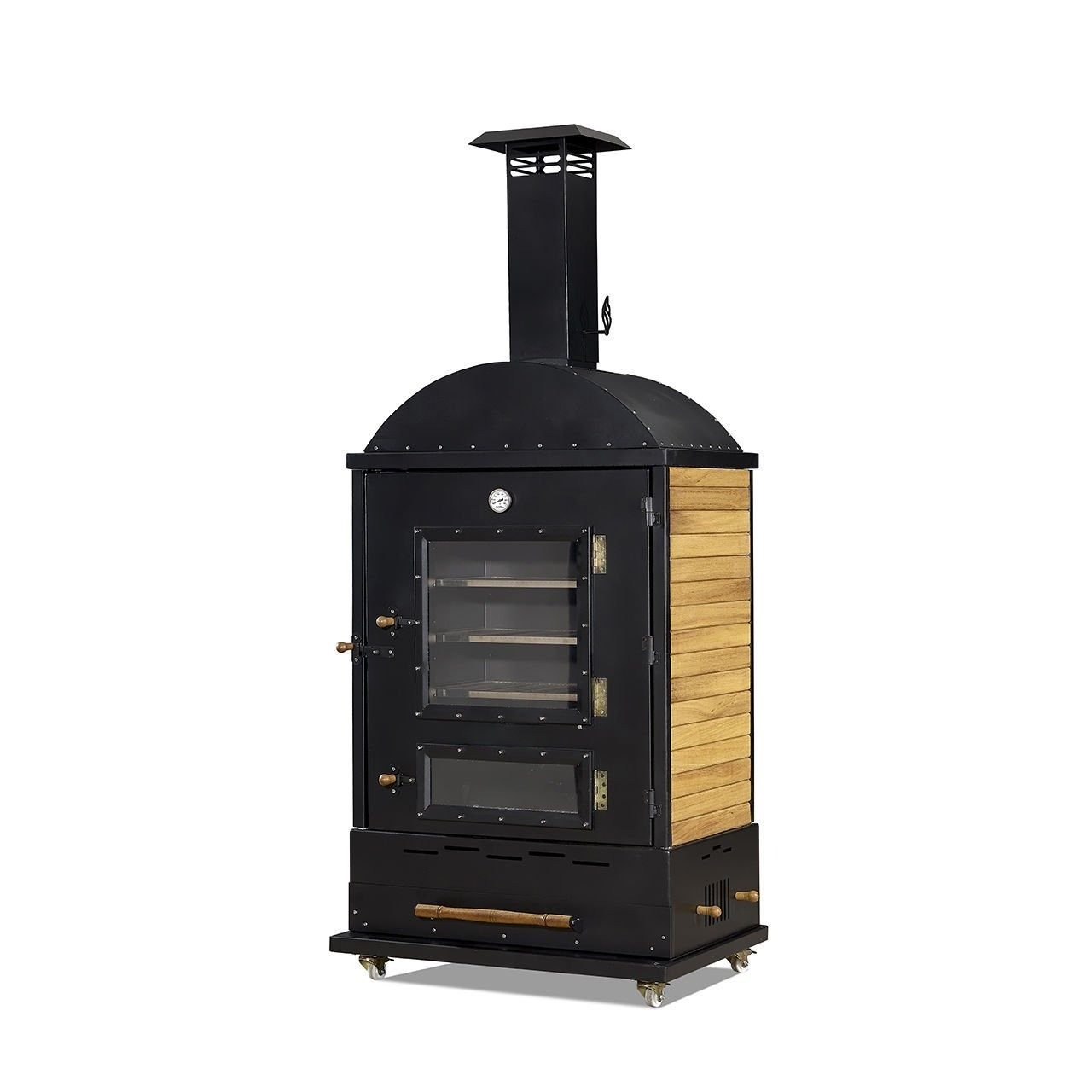 JVmoebel Outdoor-Küche Gartenofen Schwarz aus Holz und Edelstahl, modern und robust, Made in Europe
