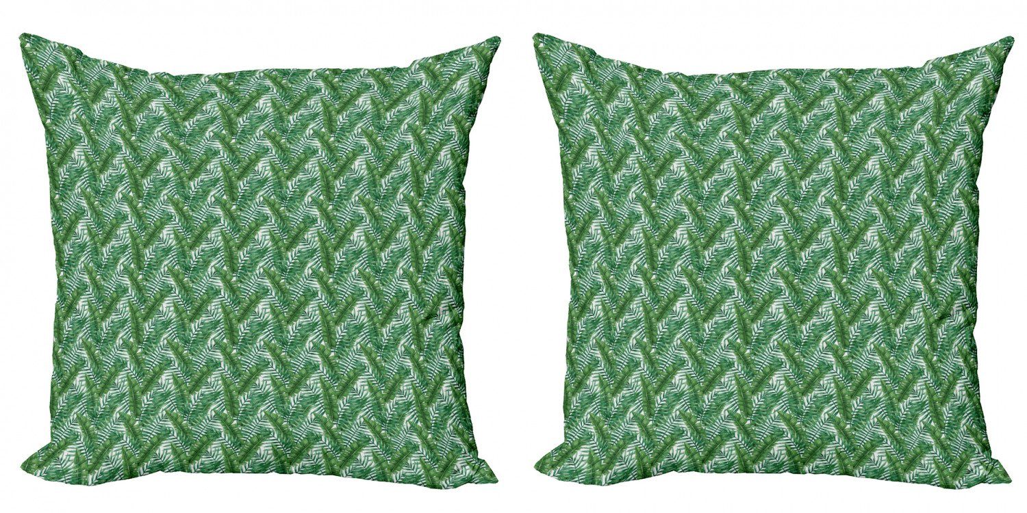 Kissenbezüge Modern Accent Doppelseitiger Digitaldruck, Abakuhaus (2 Stück), Jungle Leaves Wedeln Töne von Grün