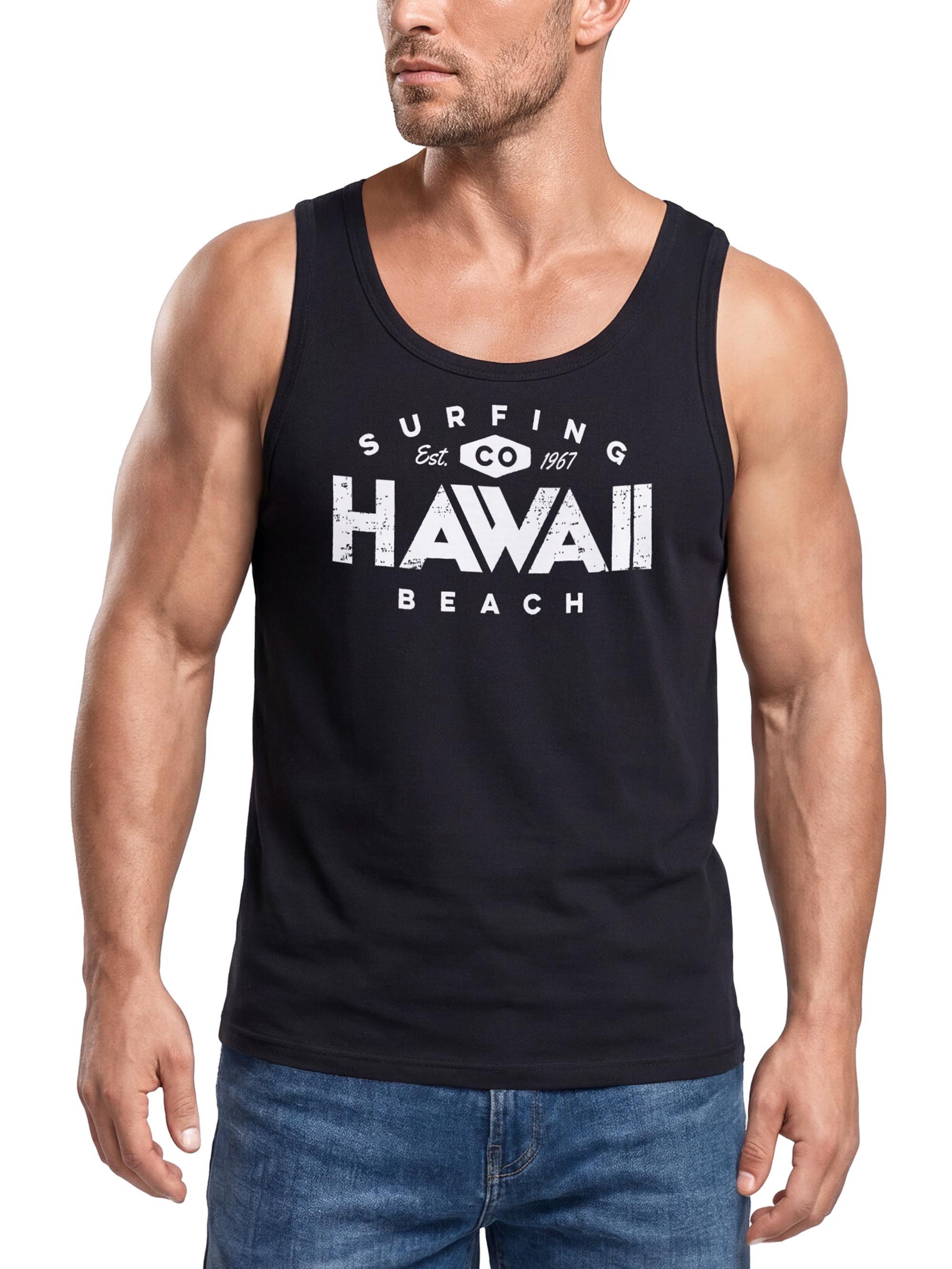Tanktop Herren Tank-Top Hawaii Surfing Sommer Sonne Strand Beach Muskelshirt