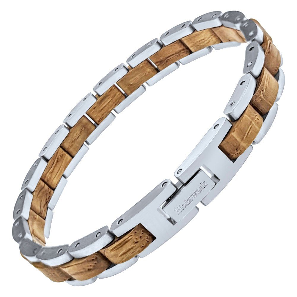 Holzwerk Edelstahlarmband Designer Holz Armband, Armkette Gliederarmband, Holz Unikate inkl. Armbandkürzer, ideal als Geschenk