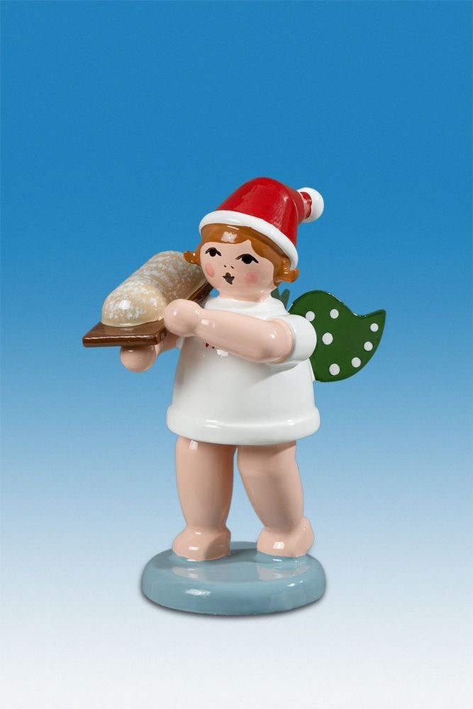 Engelfigur Holzfigur Bäckerengel mit Stollen und Mütze Höhe 6cm NEU