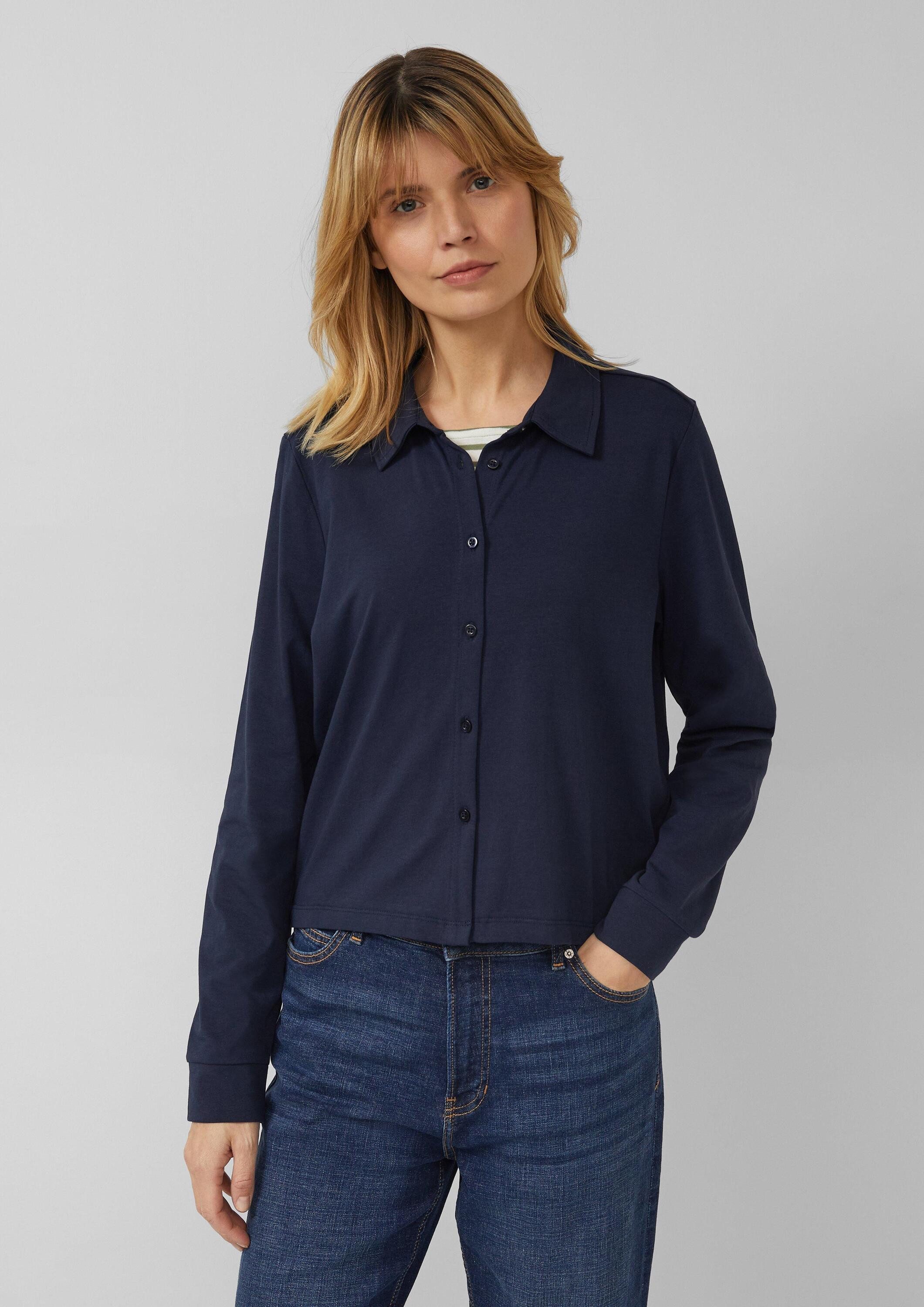 s.Oliver Langarmbluse T-Shirt Verkürzte Jerseybluse mit Elastikbund hinten