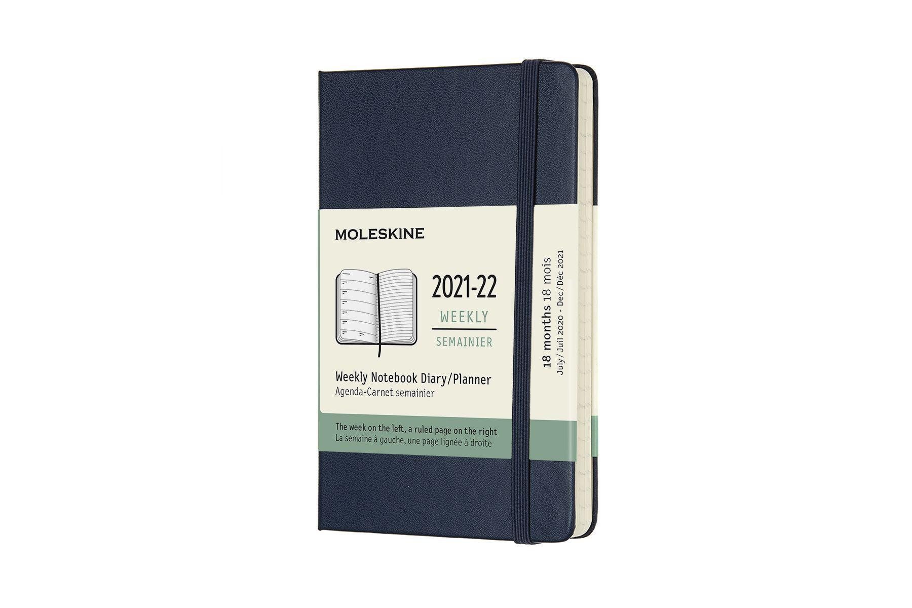 MOLESKINE Terminkalender Moleskine 18 Monate Wochen Notizkalender 2021/2022 Pocket/A6, Saphir