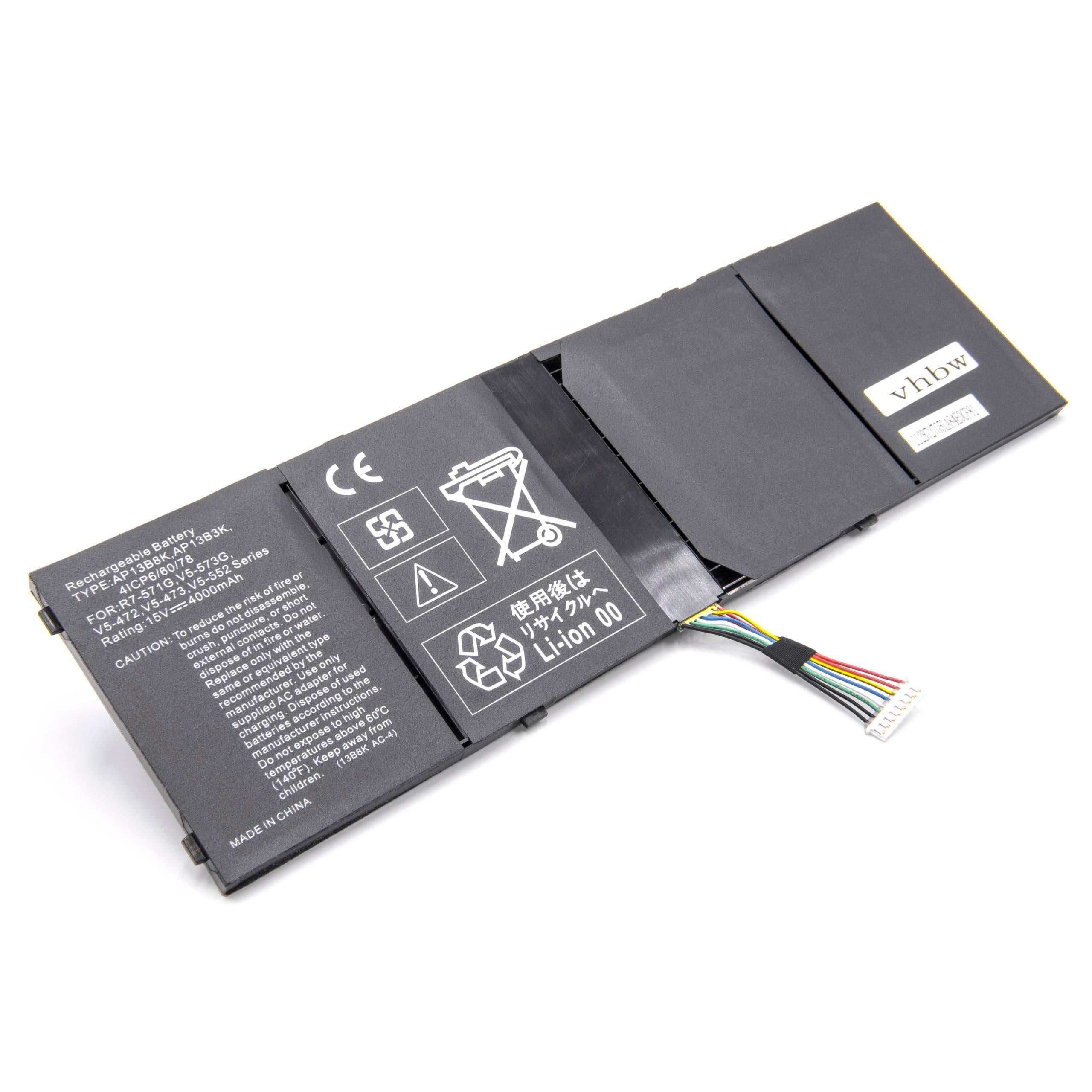 vhbw passend für Acer Aspire R3-471T-56KA, R3-471T-57KJ, R3-471TG-38XV, Laptop-Akku 4000 mAh