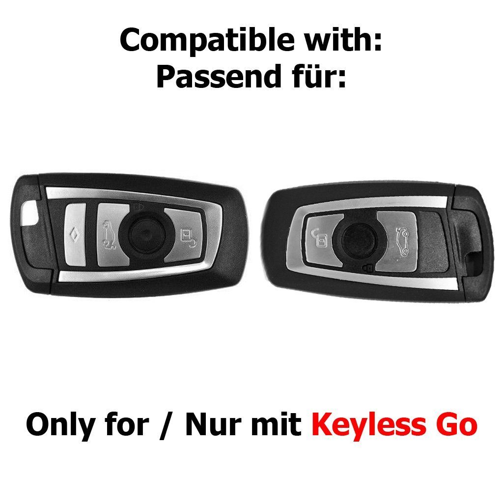 mt-key Schlüsseltasche Autoschlüssel F18 für F30 F11 X3 5er Hardcover Metallic 1er X6 Schwarz, 3er X1 SMARTKEY KEYLESS BMW F10 6er F20 Schutzhülle